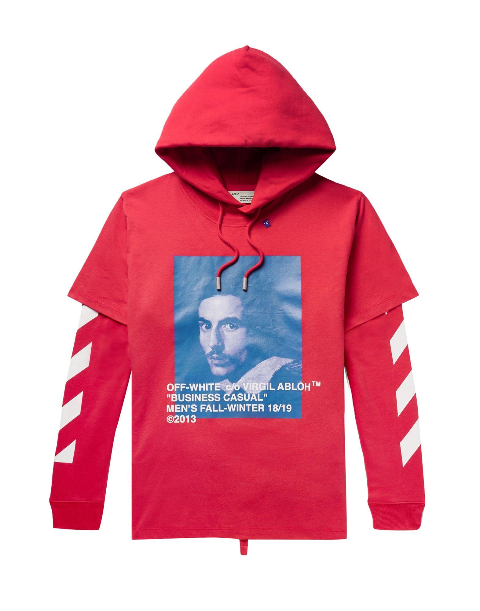red and white off white hoodie