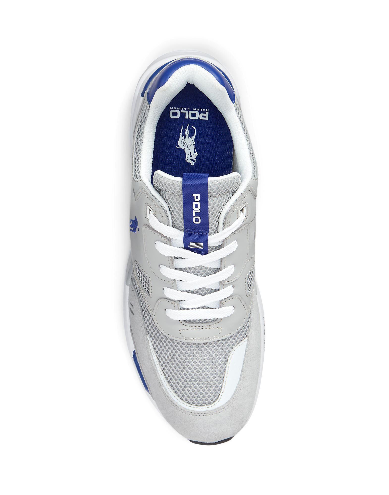 Polo Ralph Lauren Jogger Suede & Mesh Trainer in White for Men | Lyst