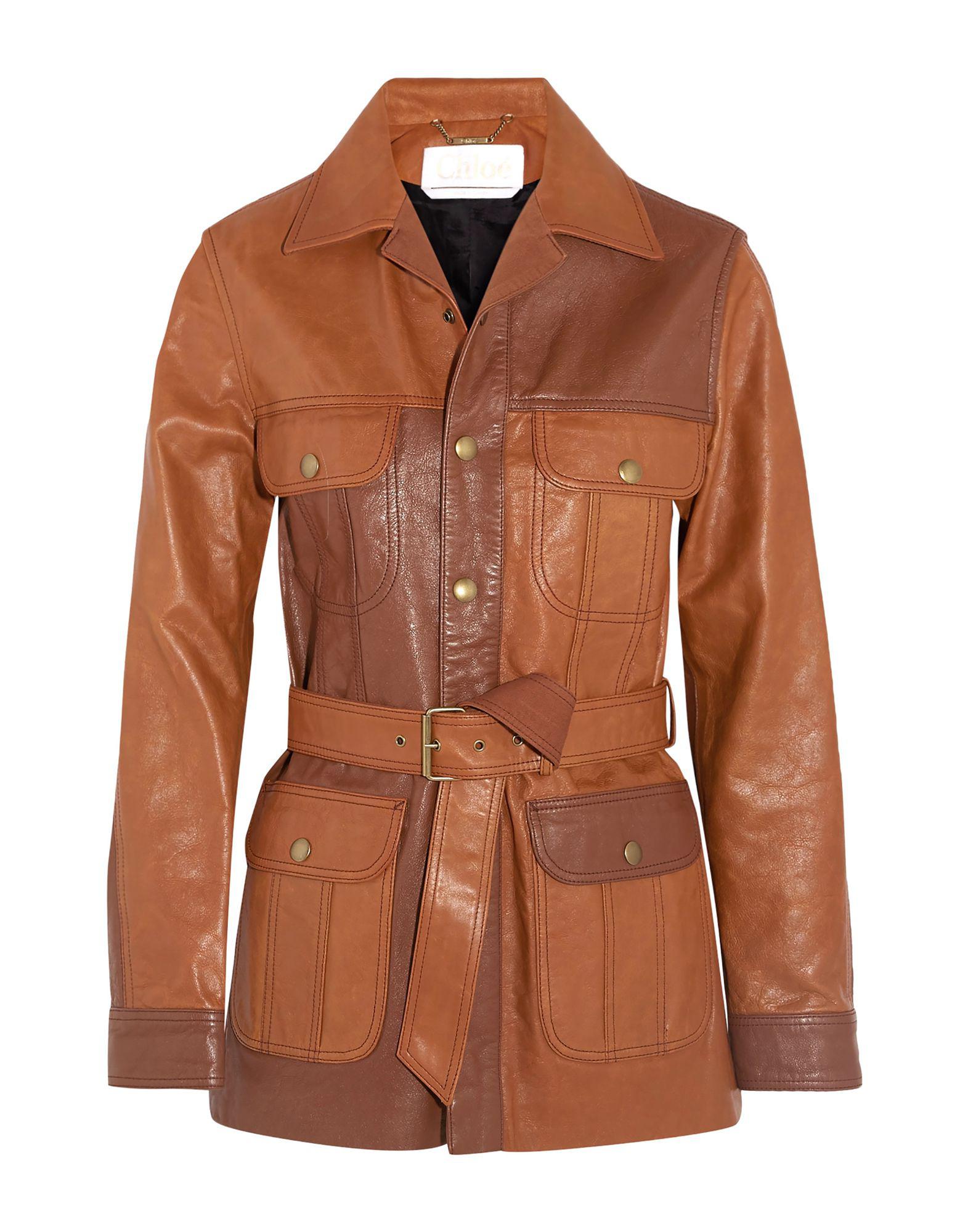 Chloé Leather Jacket in Brown - Lyst