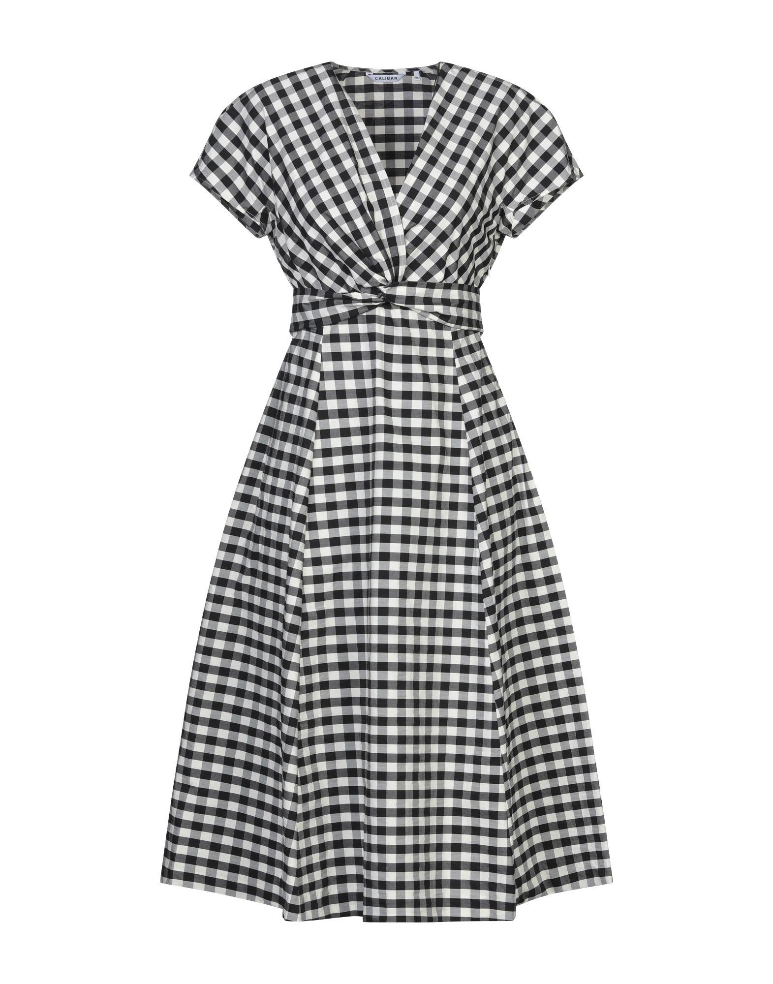 Caliban Cotton 3/4 Length Dress in Black Lyst