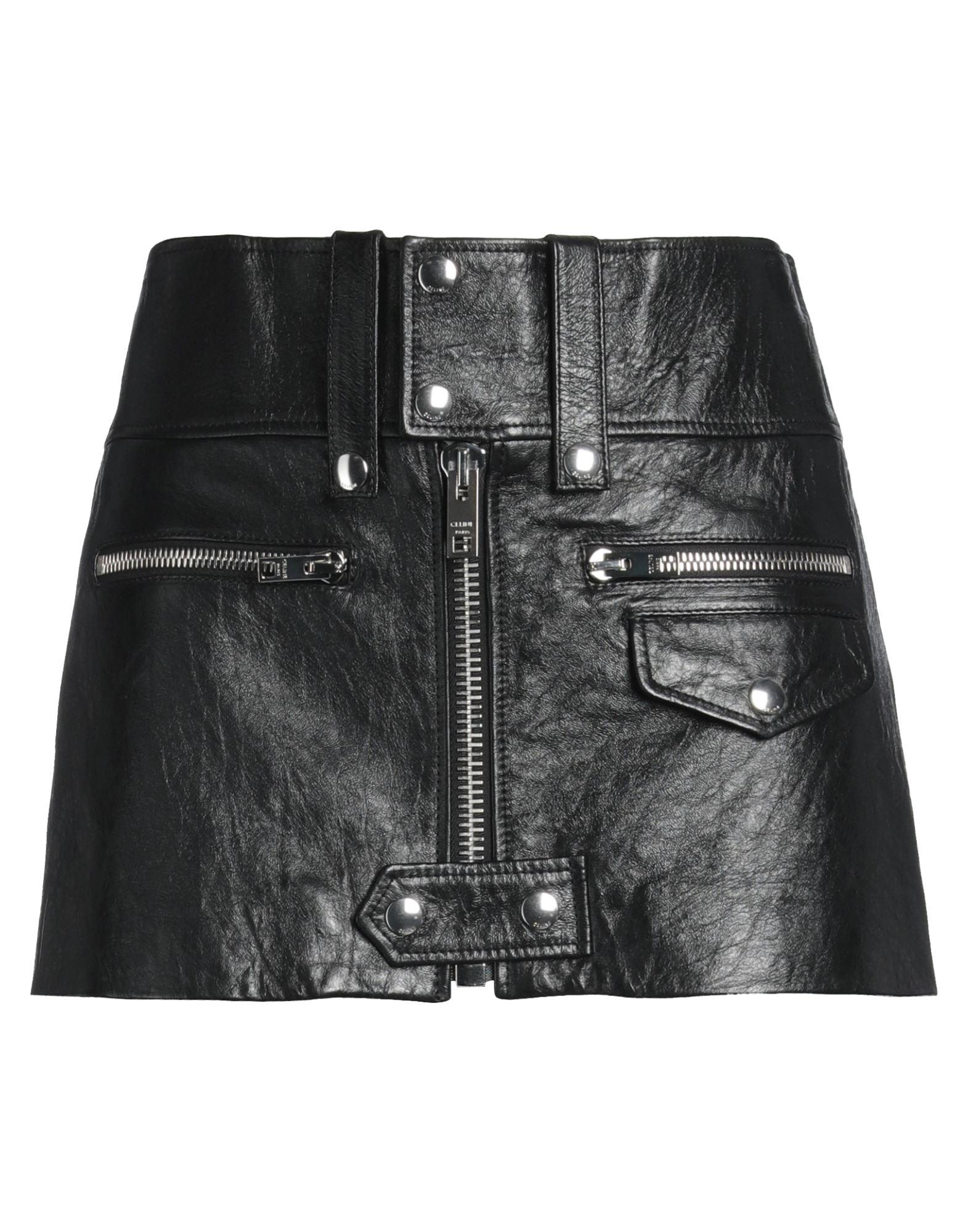 Celine Mini Skirt Lambskin in Black | Lyst