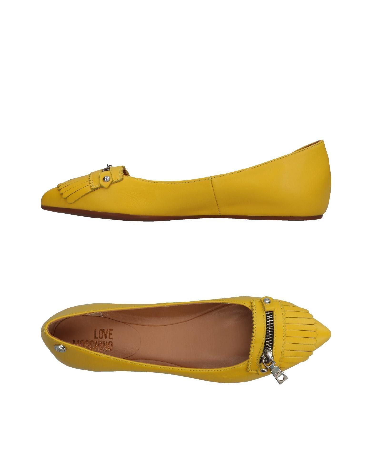 Love Moschino Leather Ballet Flats in Yellow Lyst