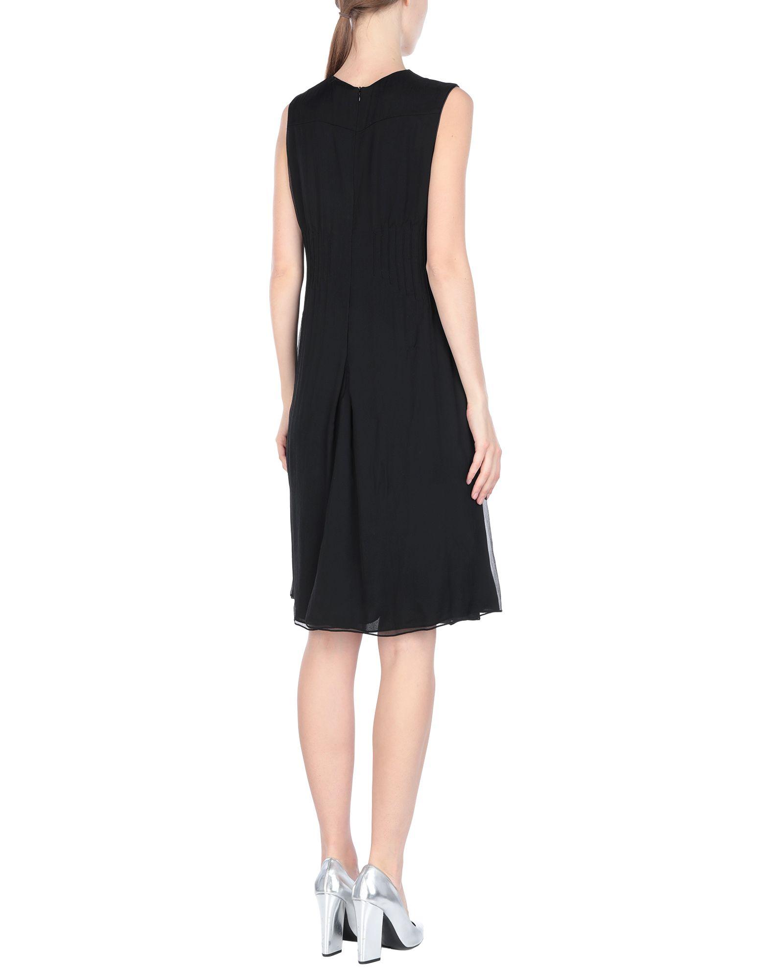 Giorgio Armani Silk Knee-length Dress in Black - Lyst