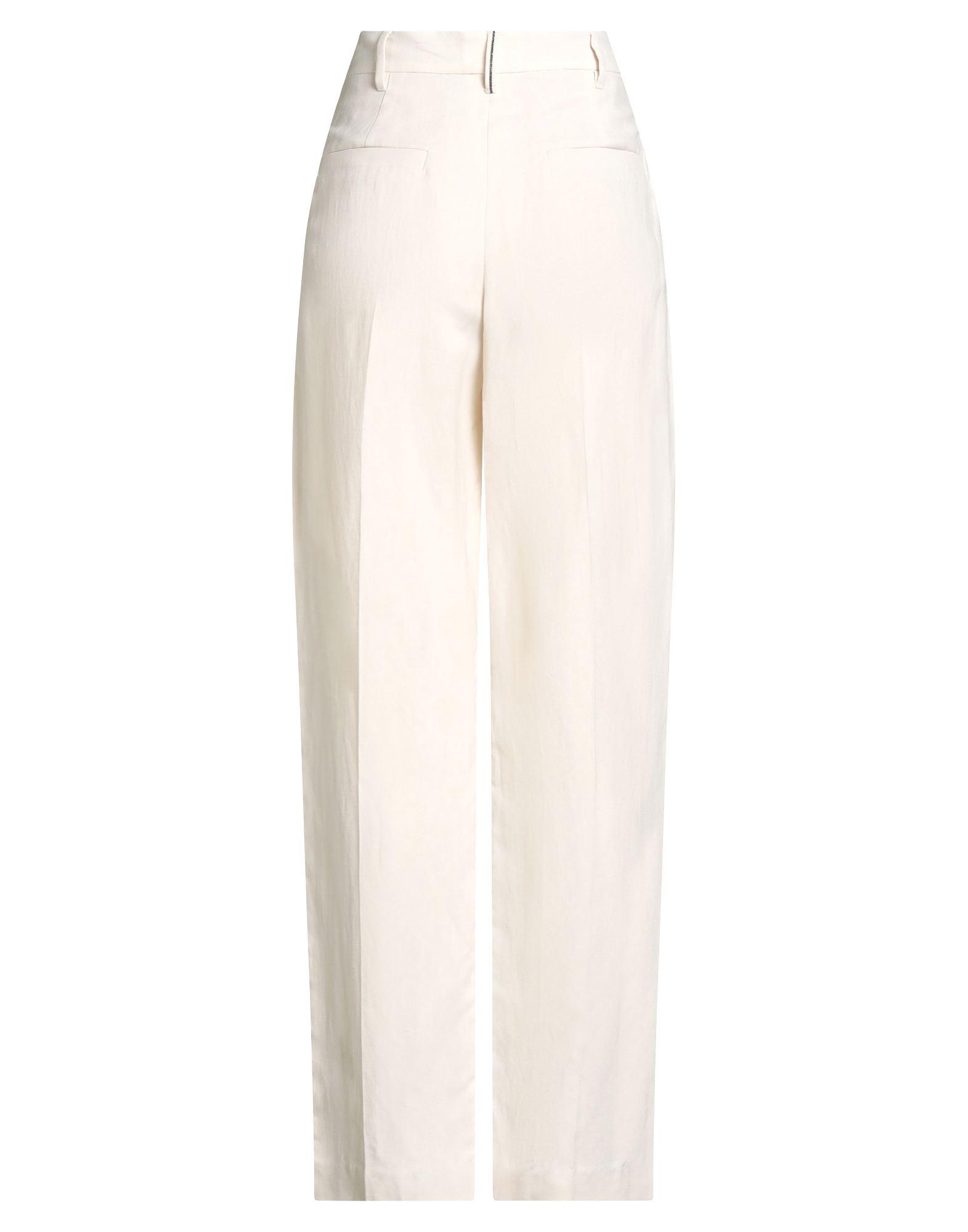 Brunello Cucinelli Pants Viscose, Linen, Ecobrass in White Brunello Cucinelli Pants Viscose, Linen, Ecobrass in White