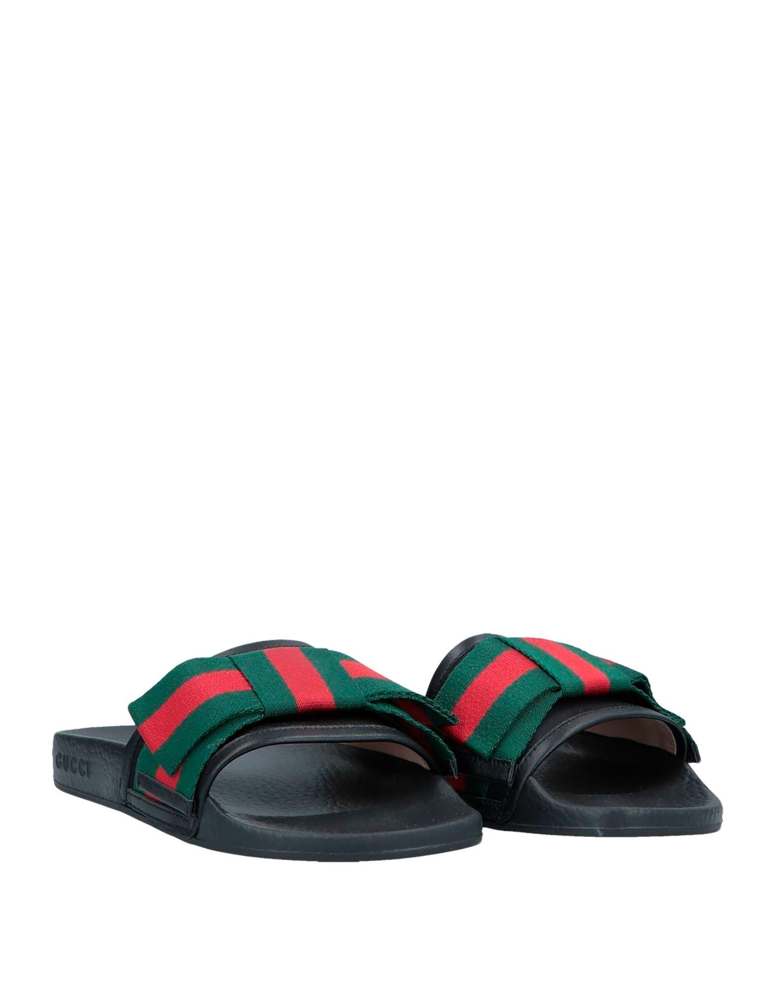 Gucci Satin Flat Pursuit Slide With Bow in Black | Lyst