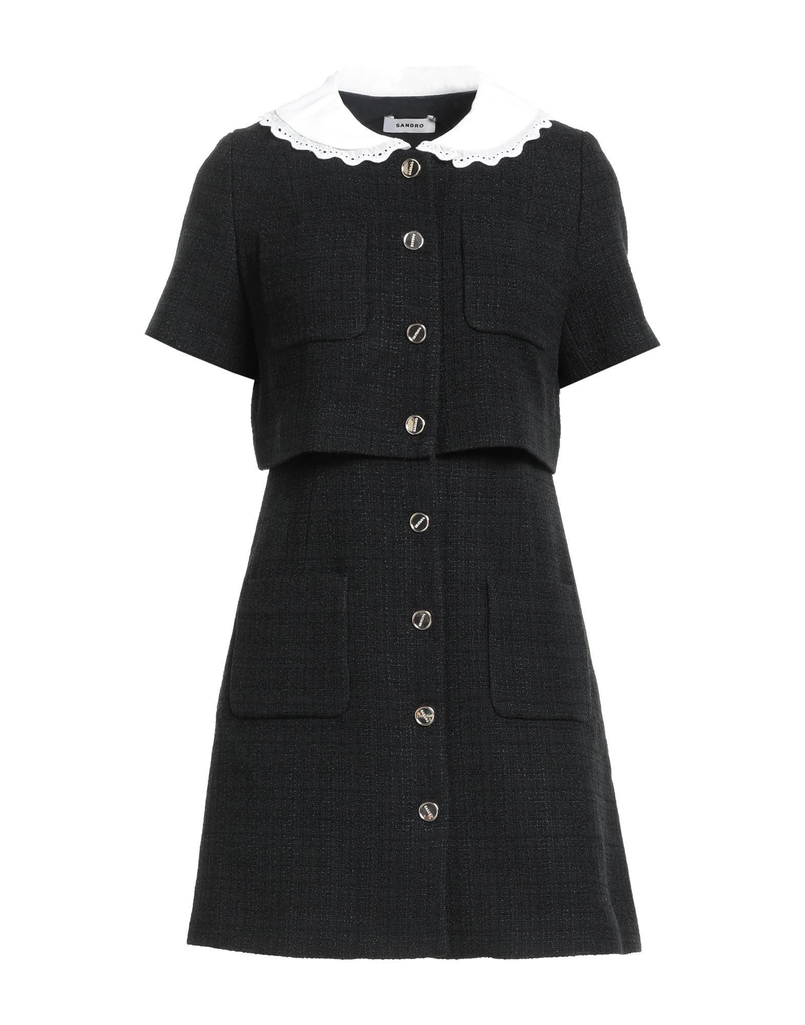 特価/完売前に【sandro】Contrast-Collar Jersey Mini Dress Mini dress with contrasting collar white / beige For Women