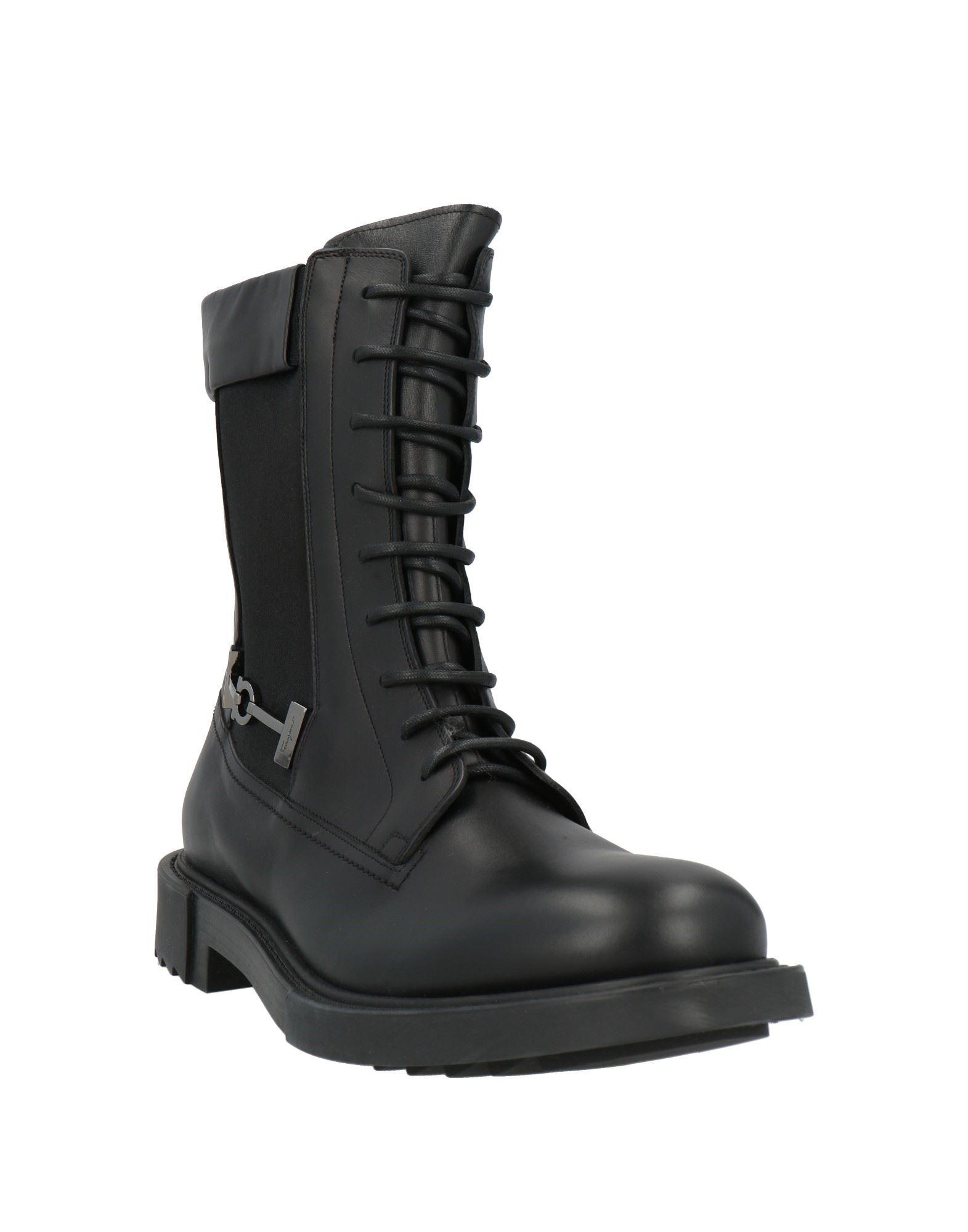 NEW SALVATORE FERRAGAMO men\'s paul lace-up biker boots in black Ferragamo - Lober lace-up leather ankle boots Salvatore  main image 2