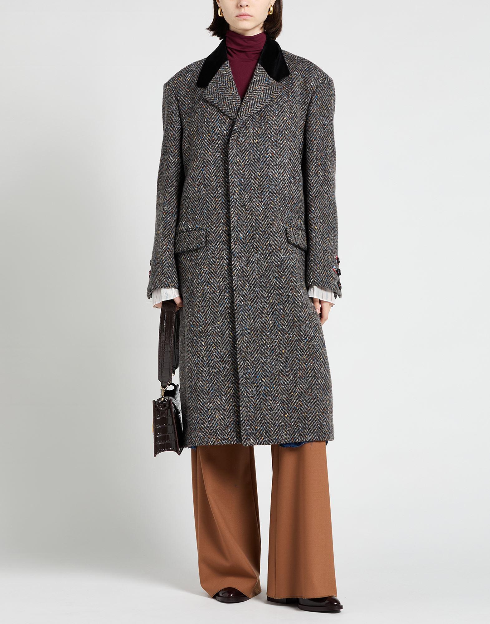 Marni Coat Wool, Cotton, Calfskin in Gray | Lyst