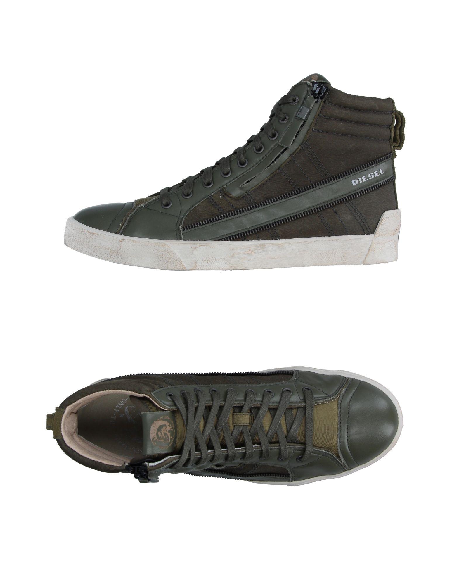DIESEL Leather High-tops & Sneakers in Military Green (Green) for Men ...