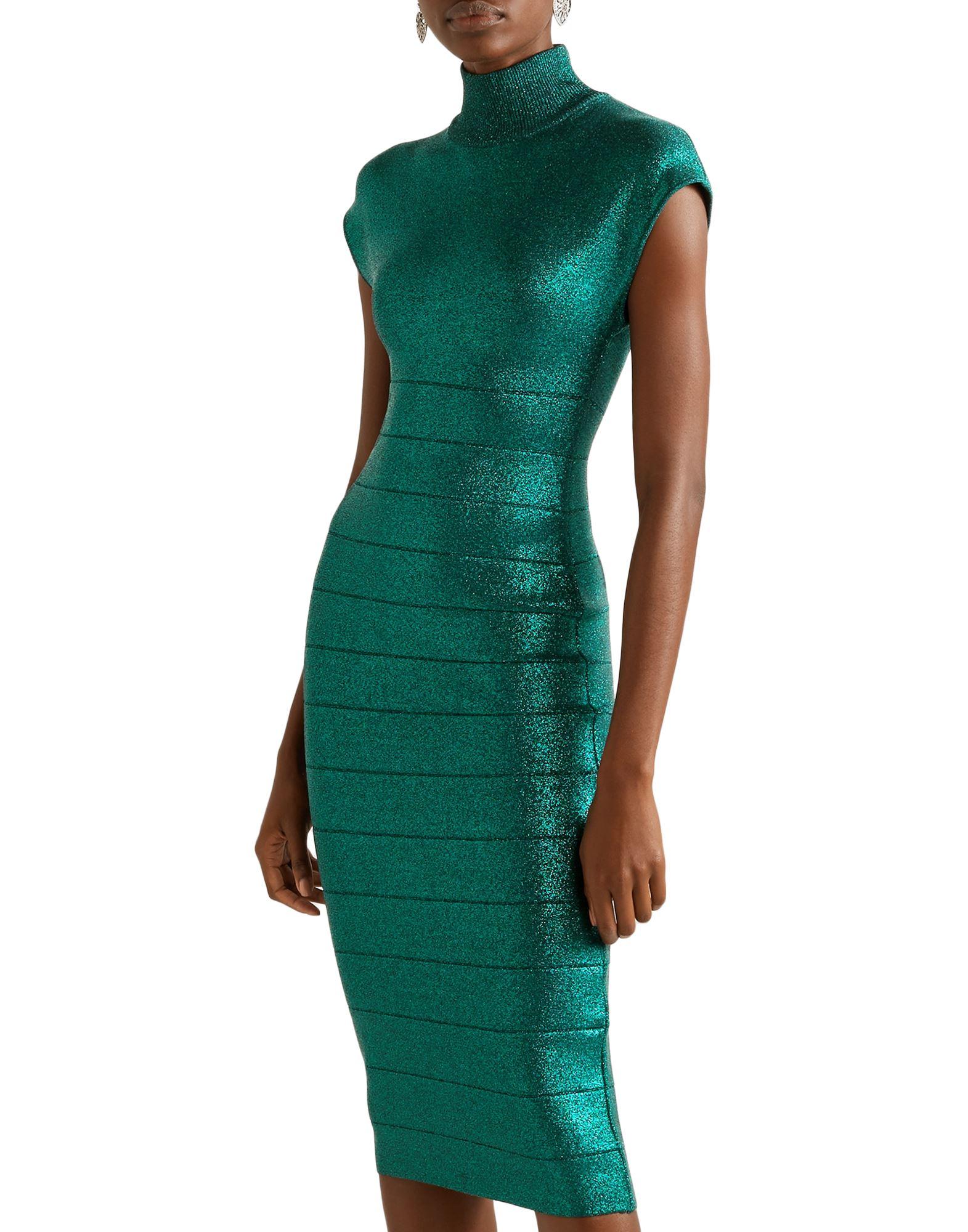 Hervé Léger Synthetic Kneelength Dress in Emerald Green (Green) Lyst