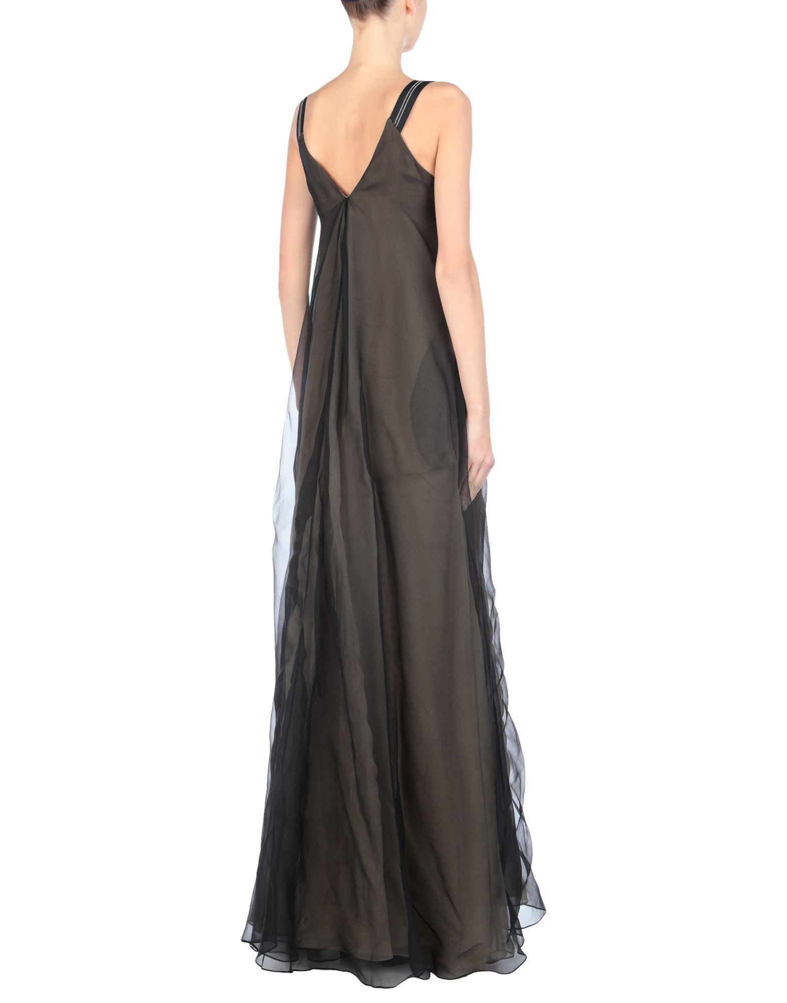 Brunello Cucinelli Silk Long Dress in Black - Lyst