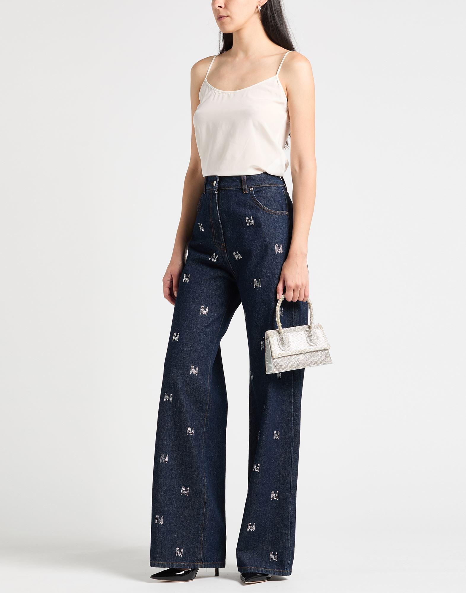 パンツ MSGM Woman Pants Gnawed Blue 31MDP06257126 84 Pants and shorts for women: casual, fashion - MSGM Official
