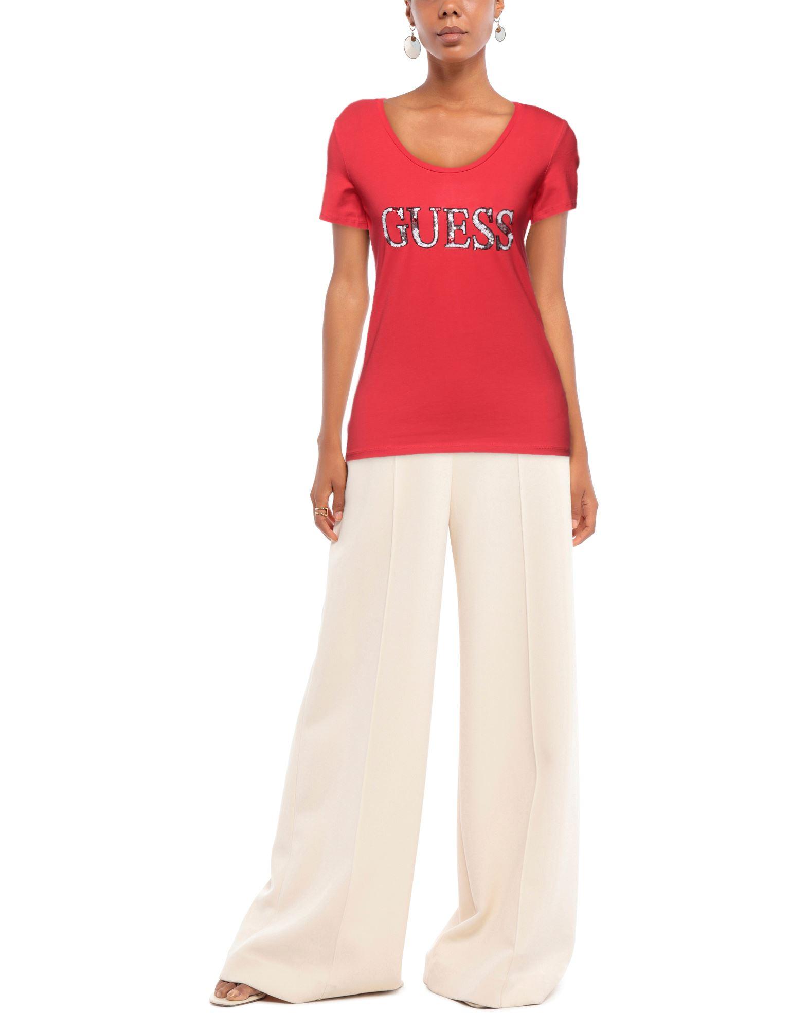 guess red t shirt women's