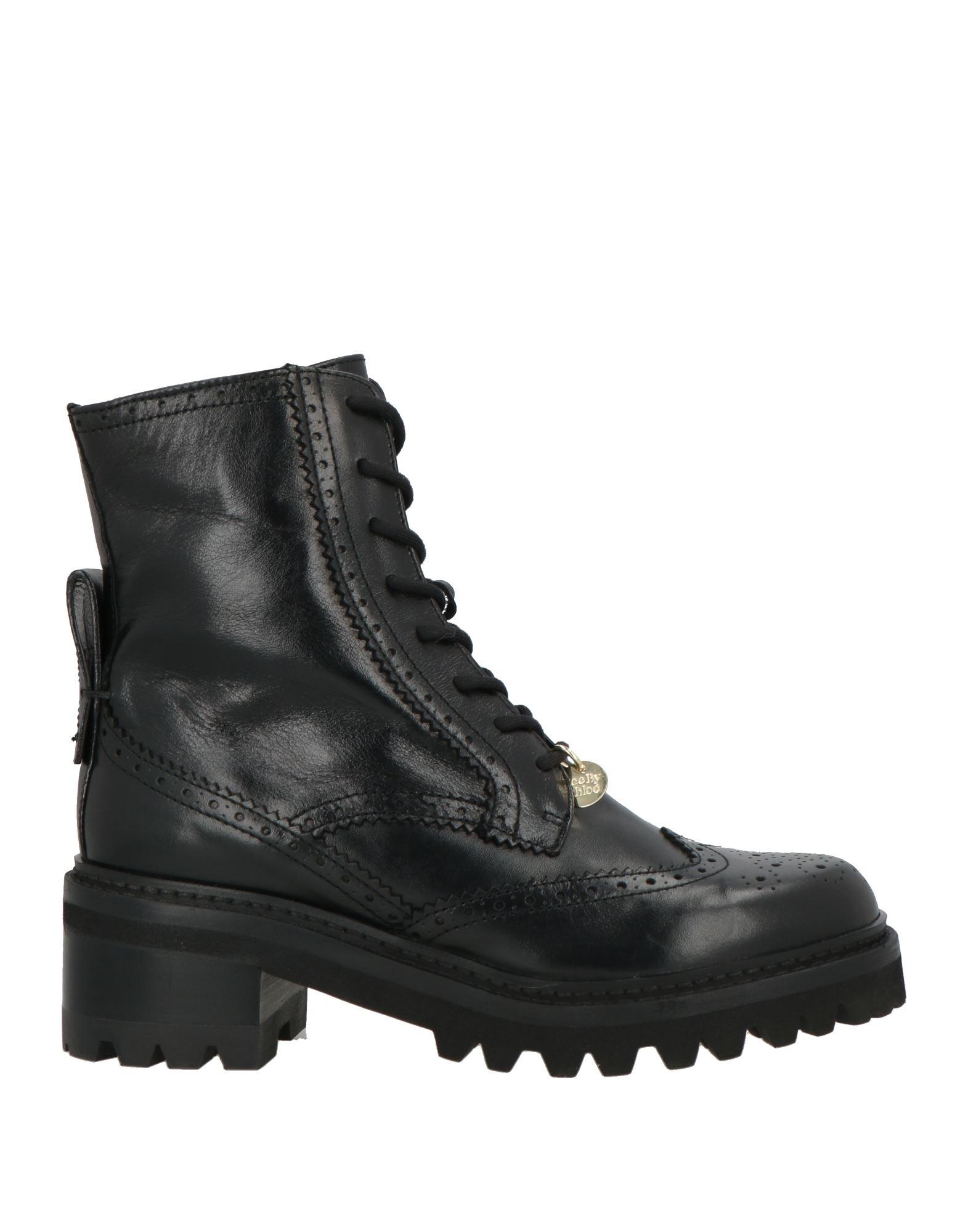 ショートブーツ・ブーティ SEE BY CHLOE Woman Flat ankle boots Black SB39030A16026 999 See By Chloé Women's Leather Flat Ankle Boots - Nero - UK 3