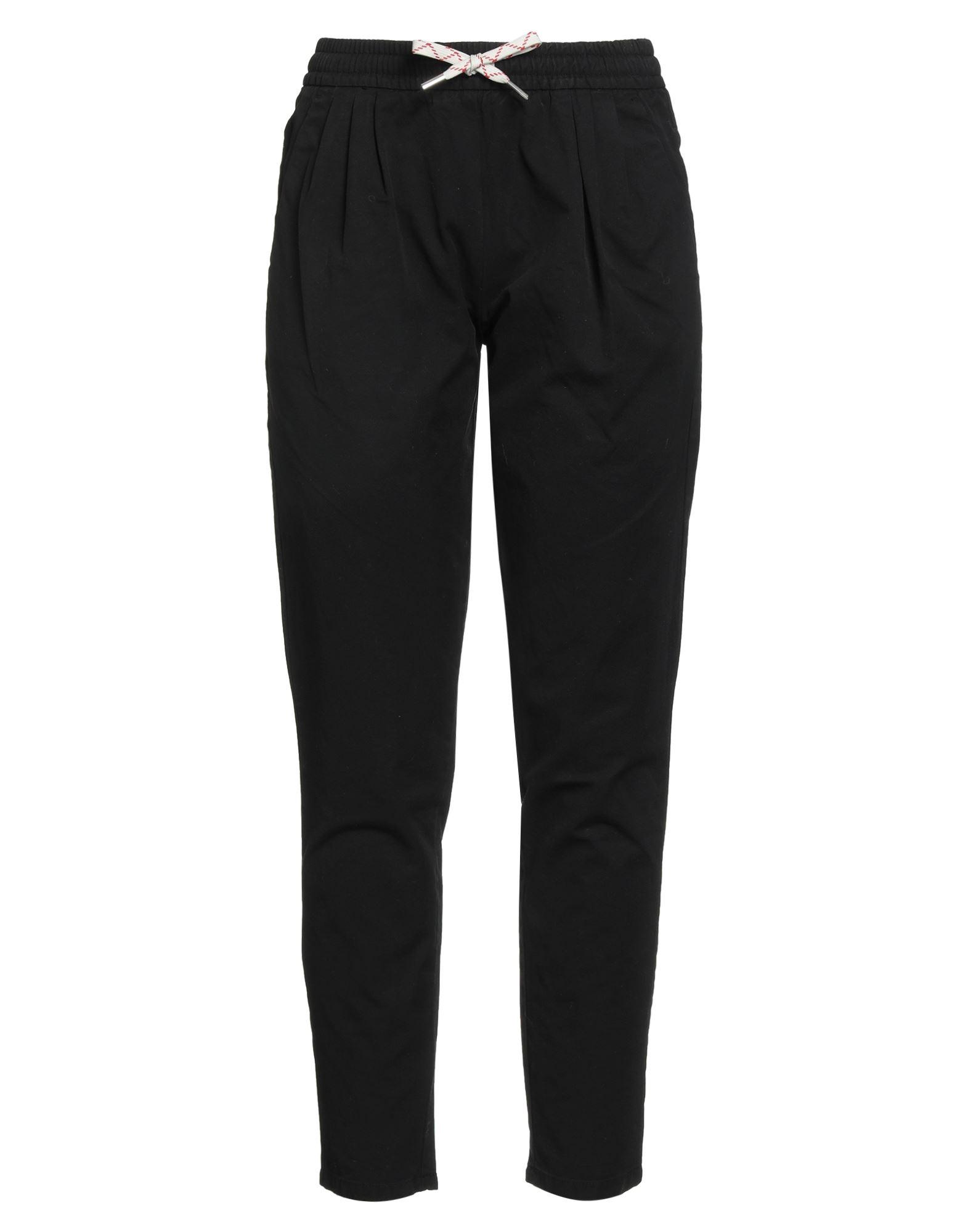 パンツ MAISON KITSUNE Women Straight Pants OW01129KM0325P199 Black Maison Kitsuné - Double Pleat Pants in Cotton Gabardine