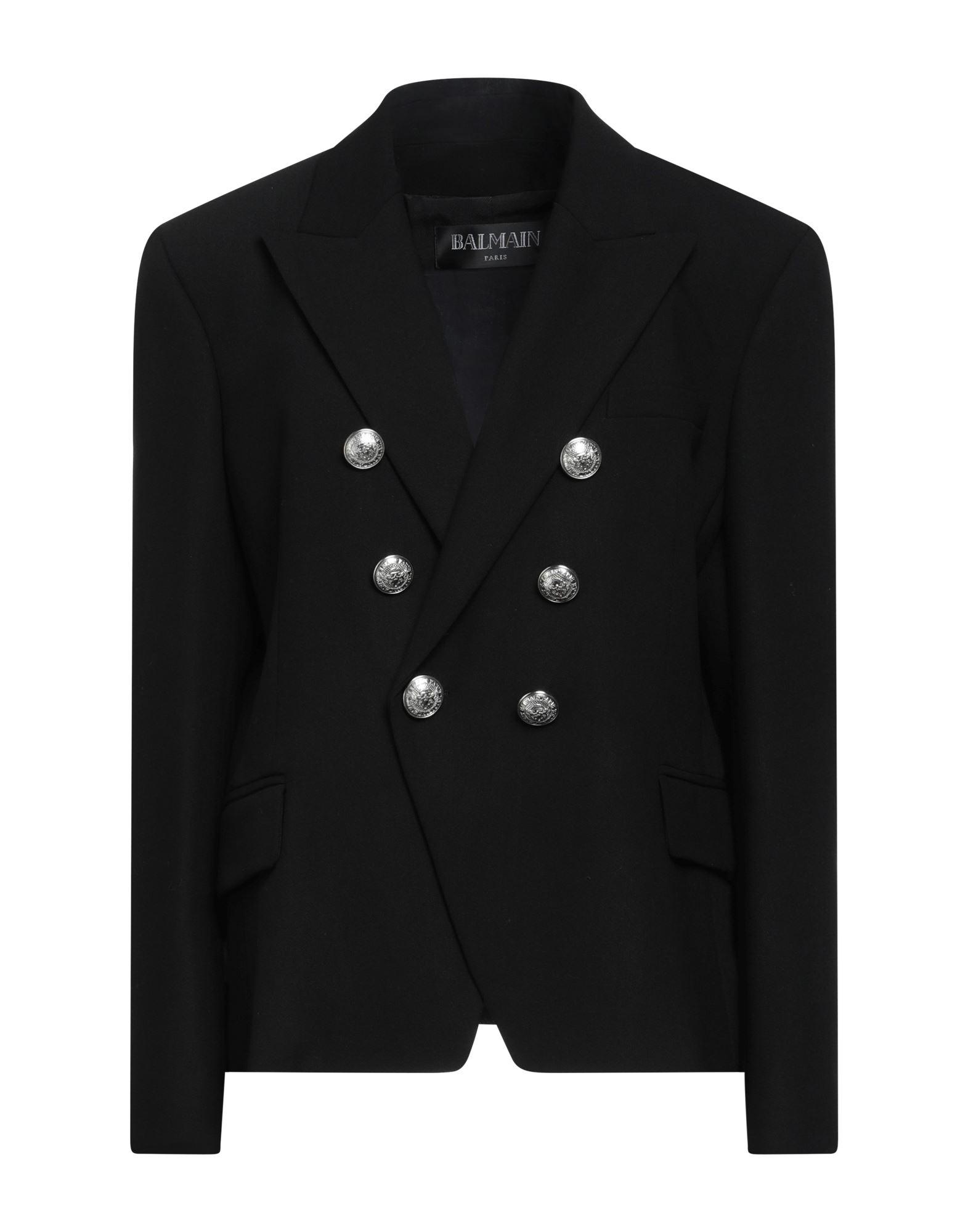 Balmain Flannel Suit Jacket in Black | Lyst
