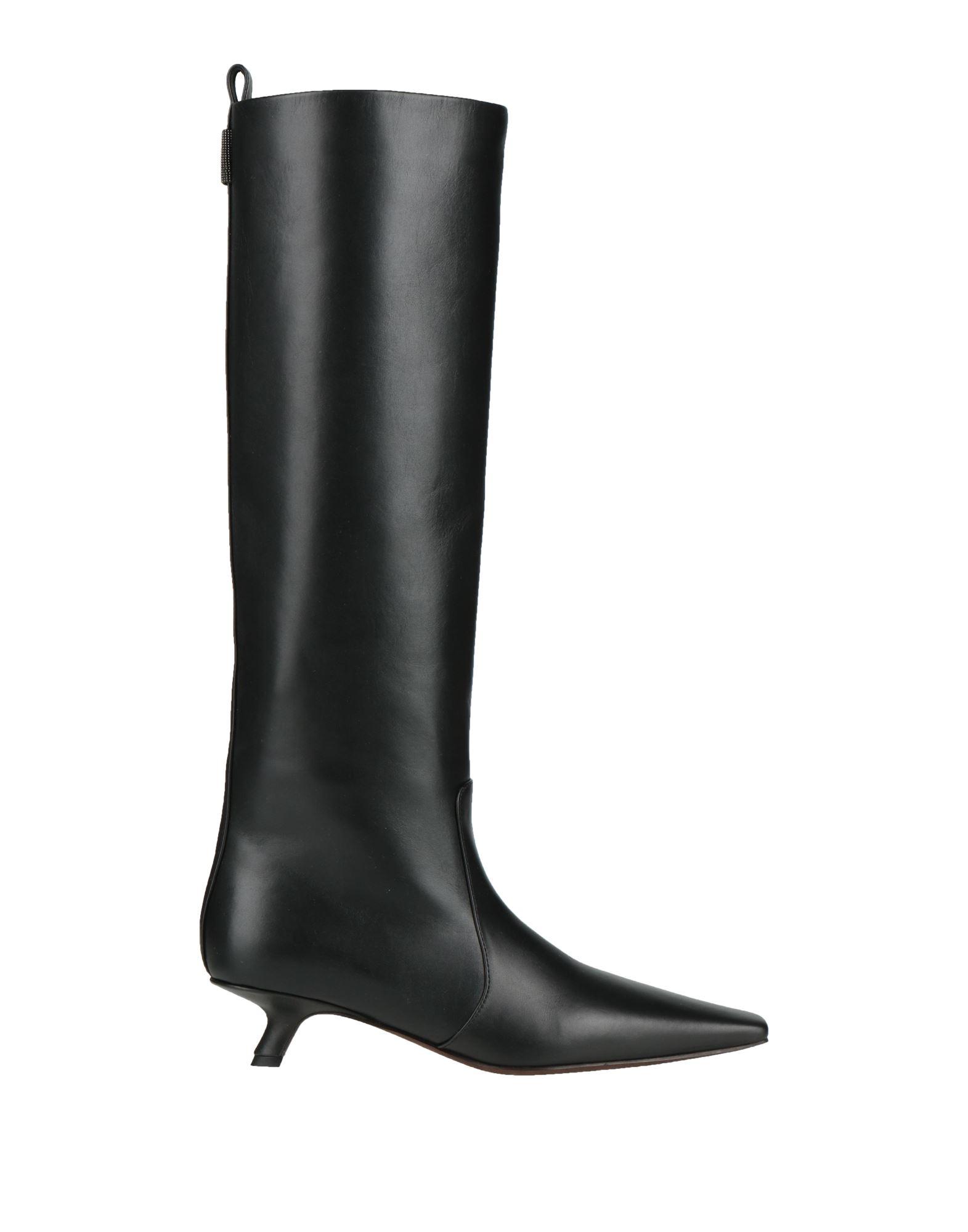 ロングブーツ BRUNELLO CUCINELLI BLACK LEATHER BOOTS Brunello Cucinelli Knee-high boots for Women | Online Sale