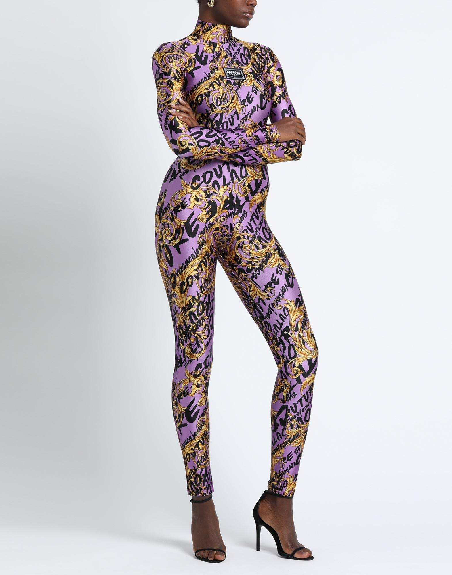 Versace Jeans Couture Purple Printed Leggings Versace