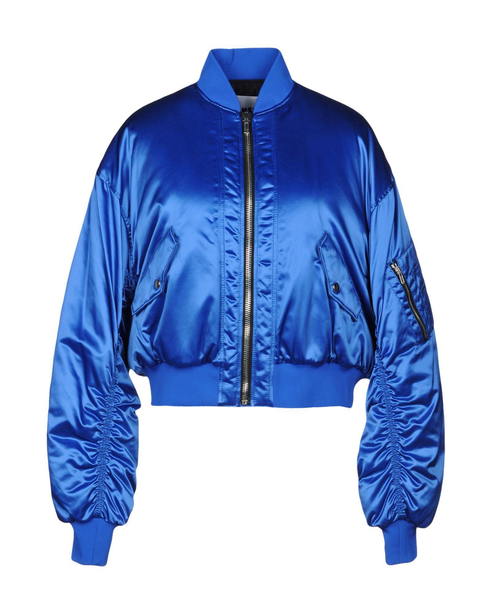 MSGM Satin Jacket in Blue - Lyst