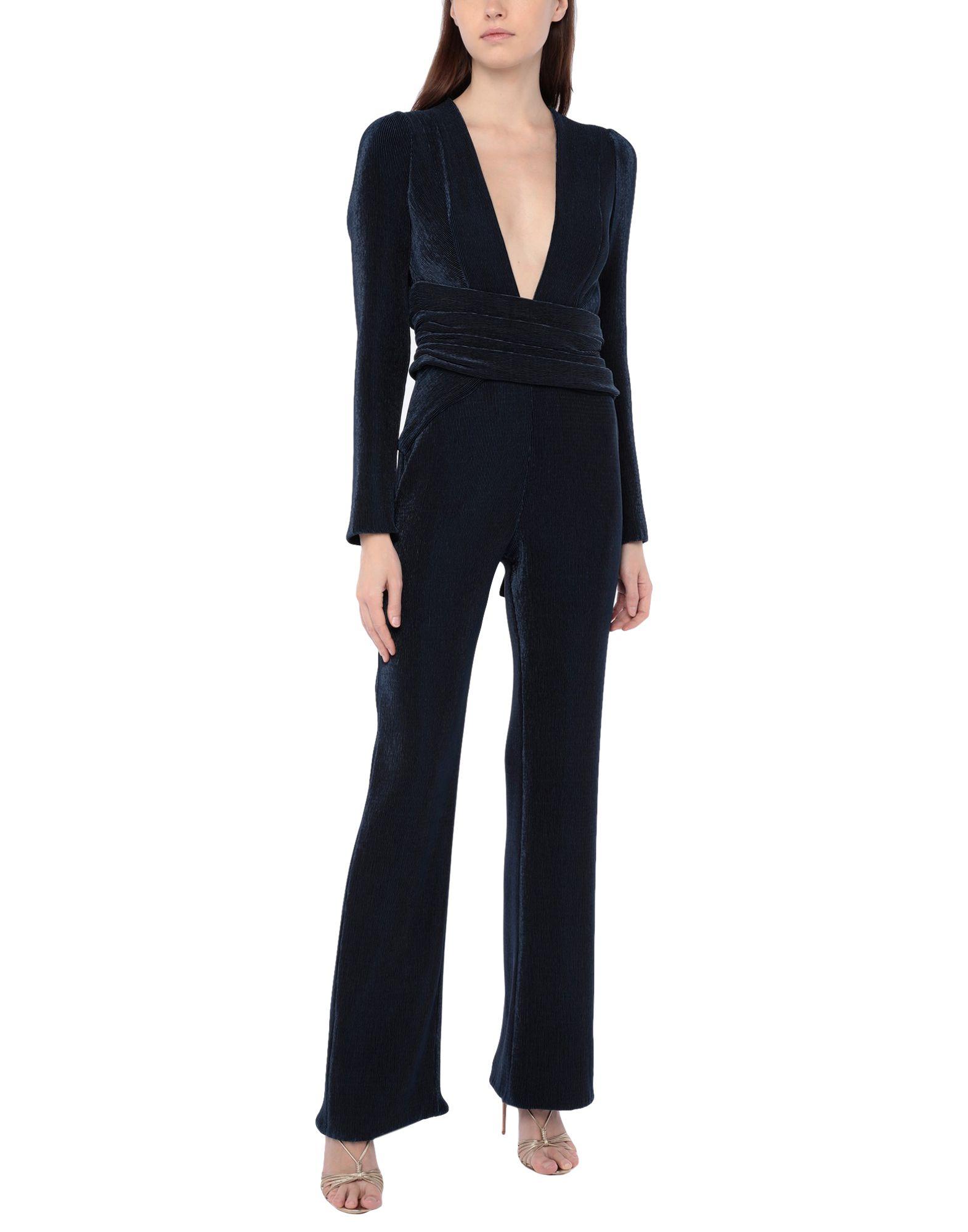 Galvan London Satin Jumpsuit in Dark Blue (Blue) Lyst
