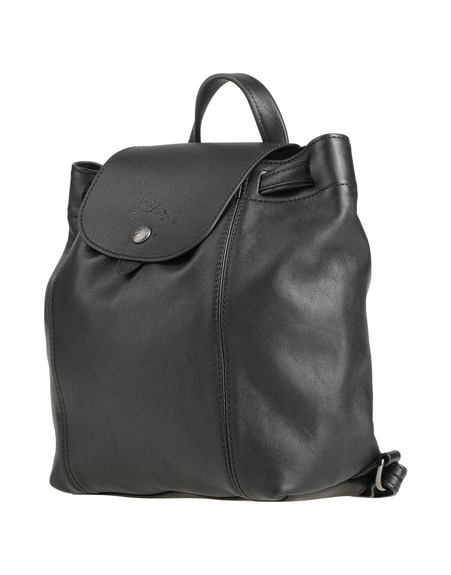 LongChamp Women's Le Pliage Cuir Black Leather Backpack 