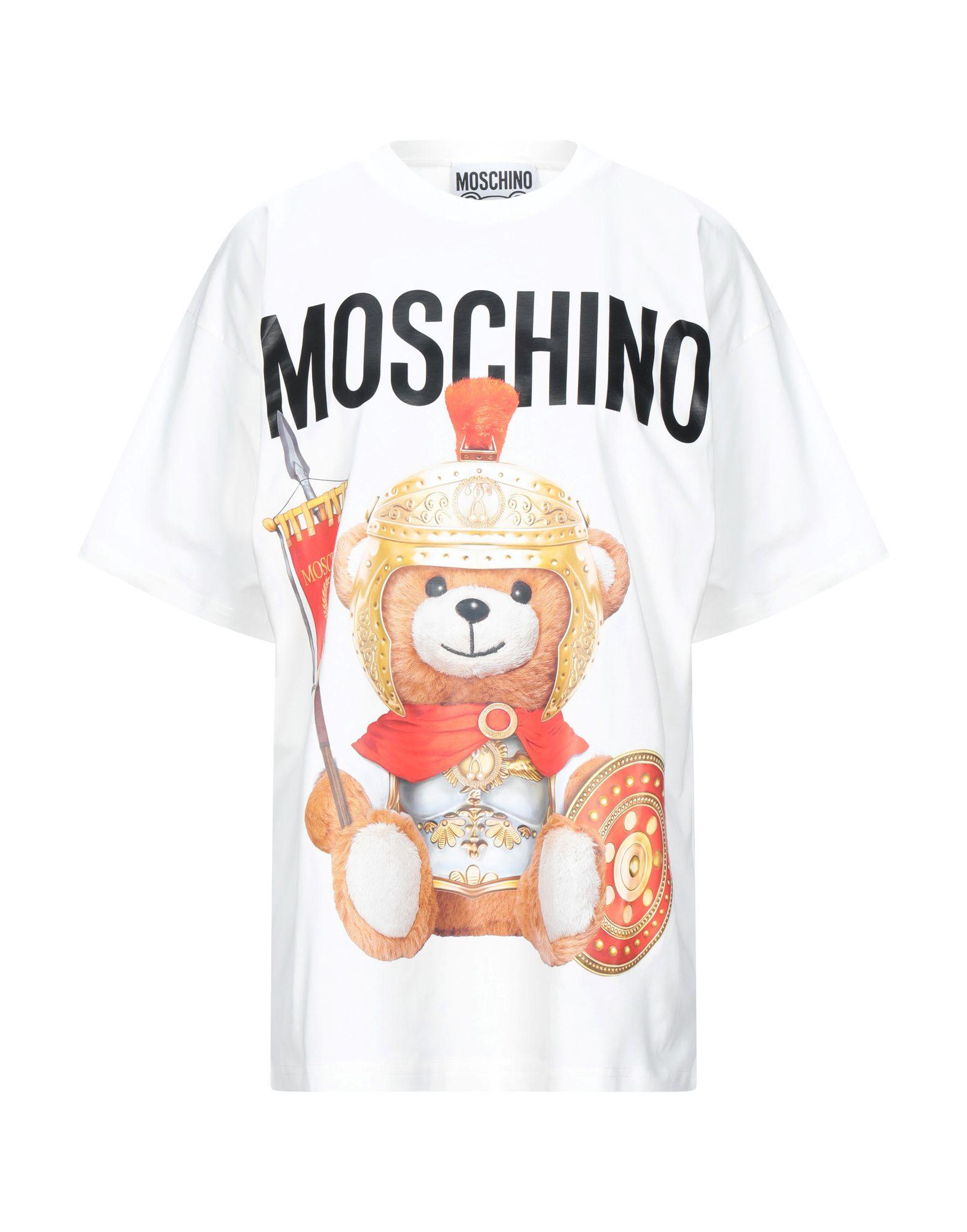 Moschino Women's T-shirt Short Sleeve Crew Neck Round Roman Teddy Bear ...