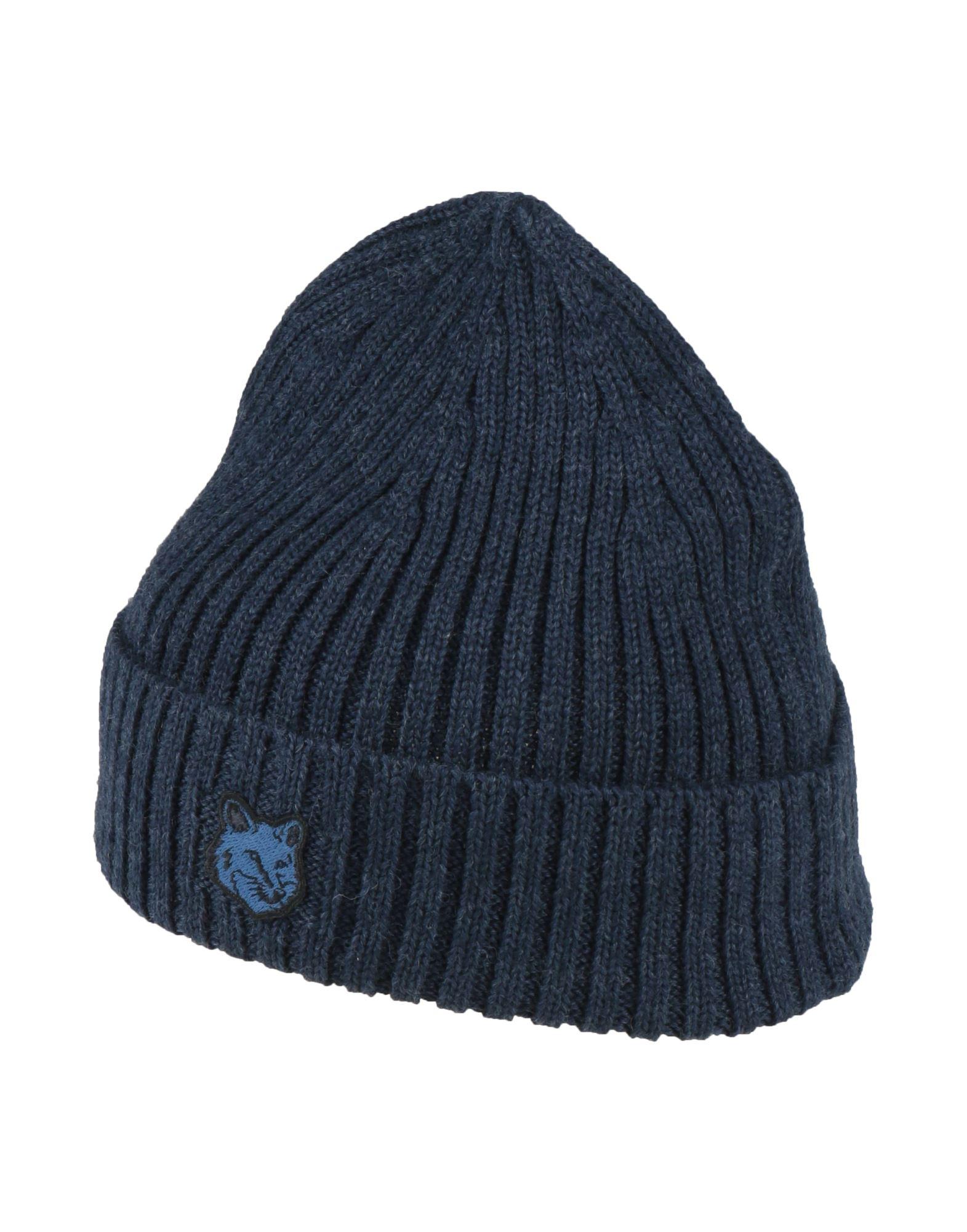 帽子 Maison Kitsune - Blue BOLD FOX HEAD PATCH RIBBED BEANIE | Maison Kitsuné