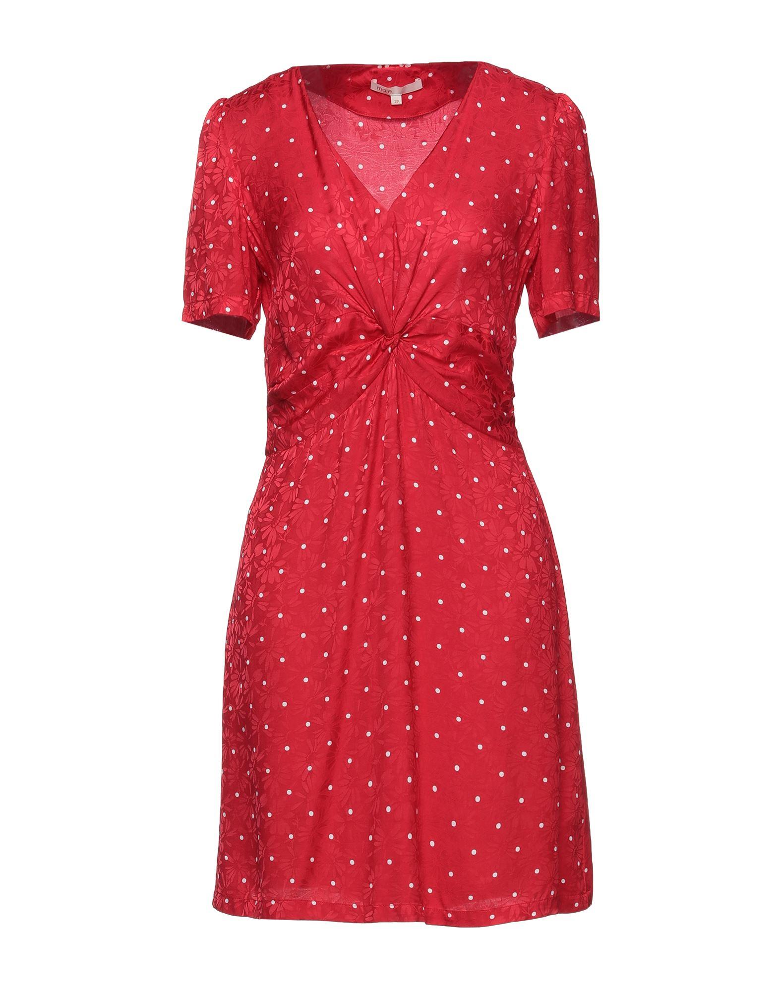 strapless open back dress MAJE Ruffle Trim Red Size US 4 Long Dress