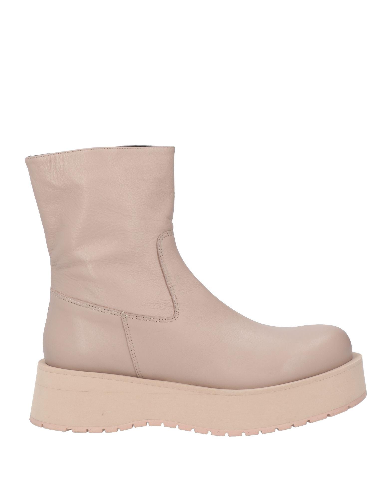ミドルブーツ PALOMA BARCELO Women Boots HELSA BEIGE Paloma Barcelò Beige Leather Ankle Boot With 12Cm Wedge, 4Cm