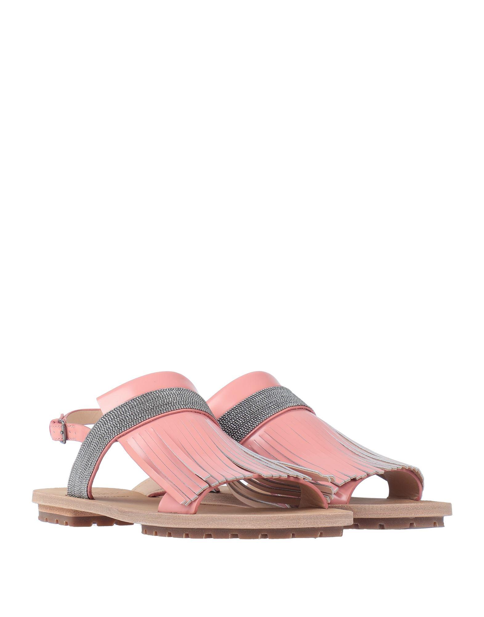Brunello Cucinelli Leather Sandals in Pink - Lyst