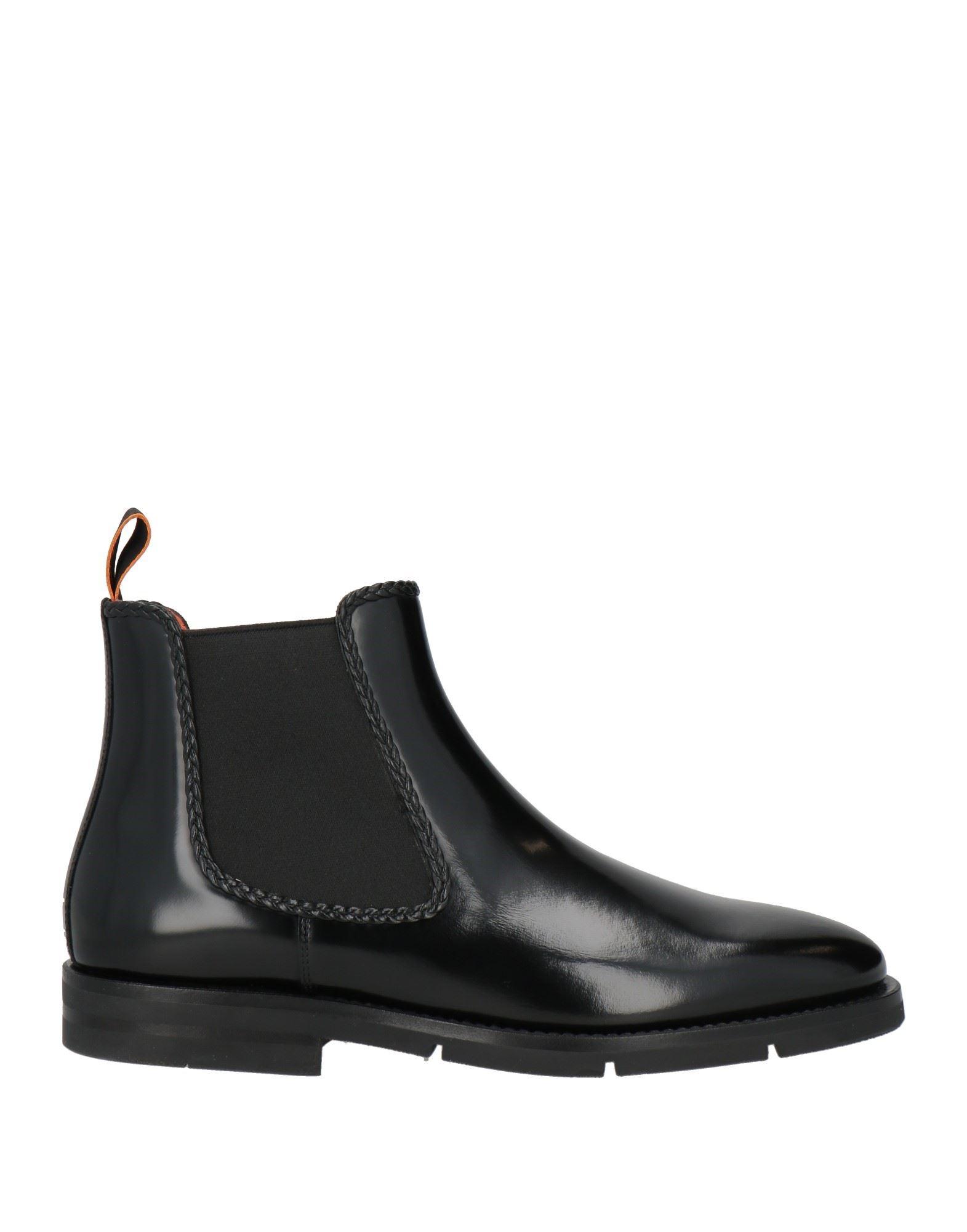 Santoni Black Leather Lace-Up Rugged Boots Deerskin Made In Italy Santoni Black Grain Lace up Boot • Brogue main image 2