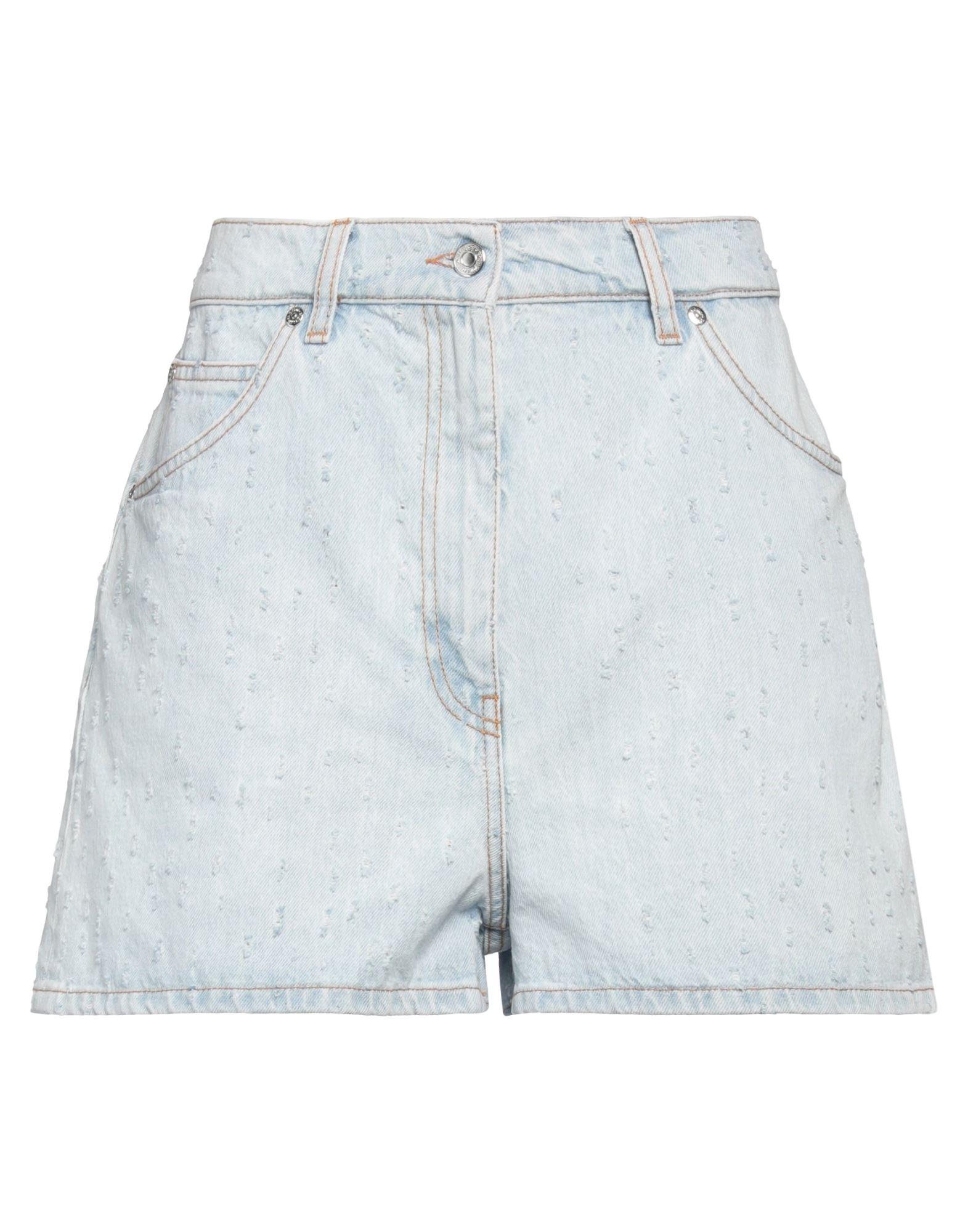 ショーツ MSGM COTTON DENIM SHORTS MSGM logo-embroidered Denim Shorts | Blue | FARFETCH