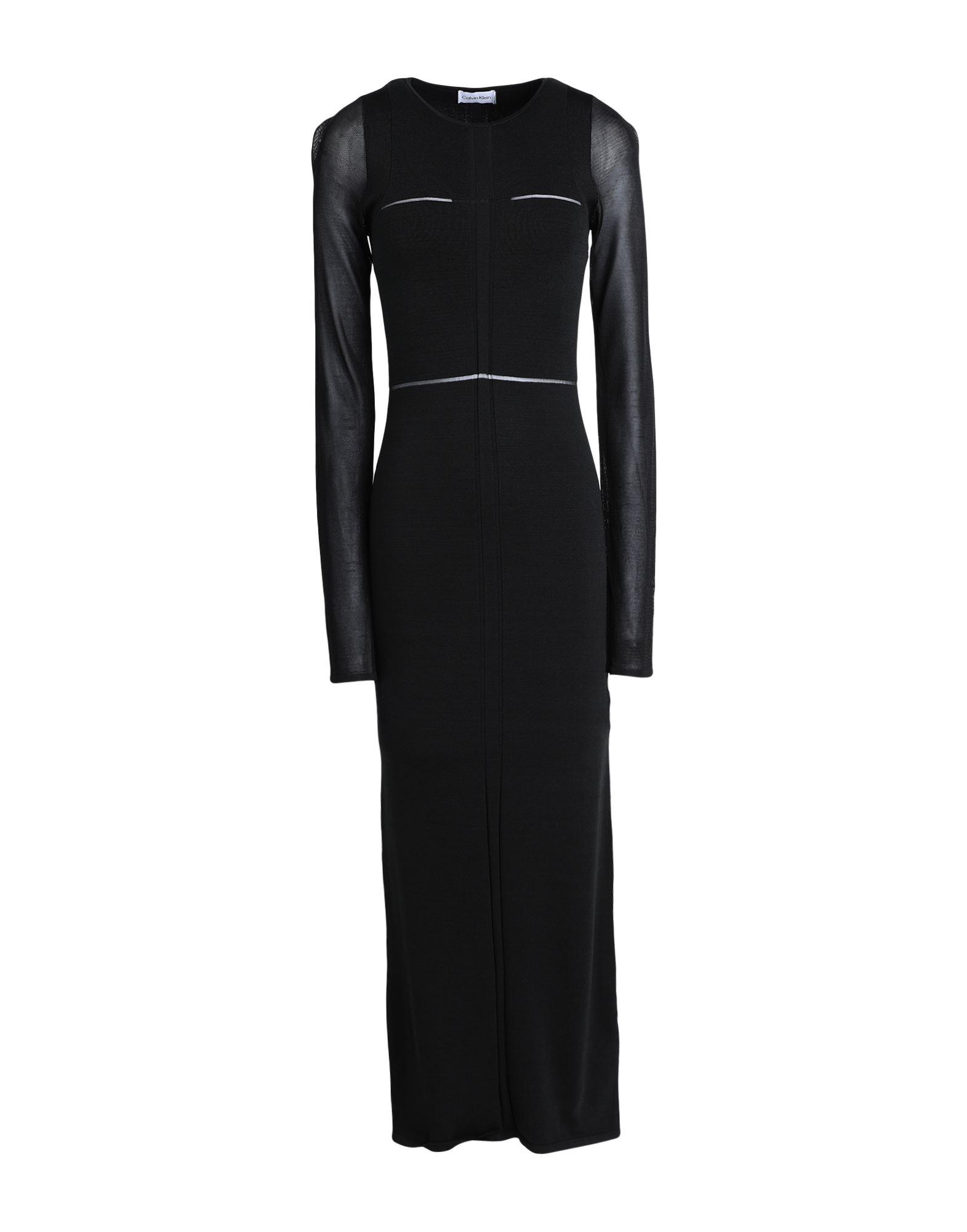 Evening Gowns Calvin Klein Black Dress With White Piping Calvin