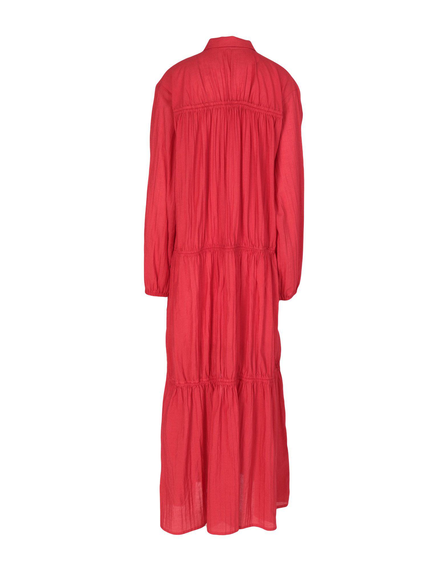Suoli Cotton Long Dress in Red - Lyst