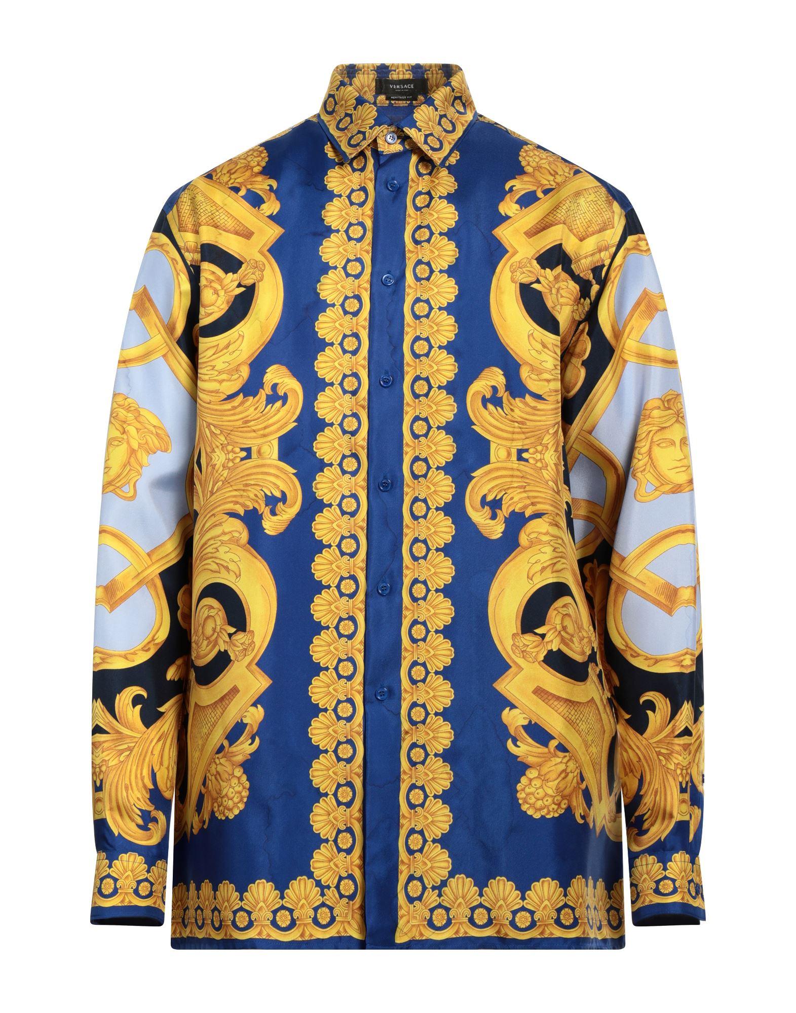blue and yellow versace shirt