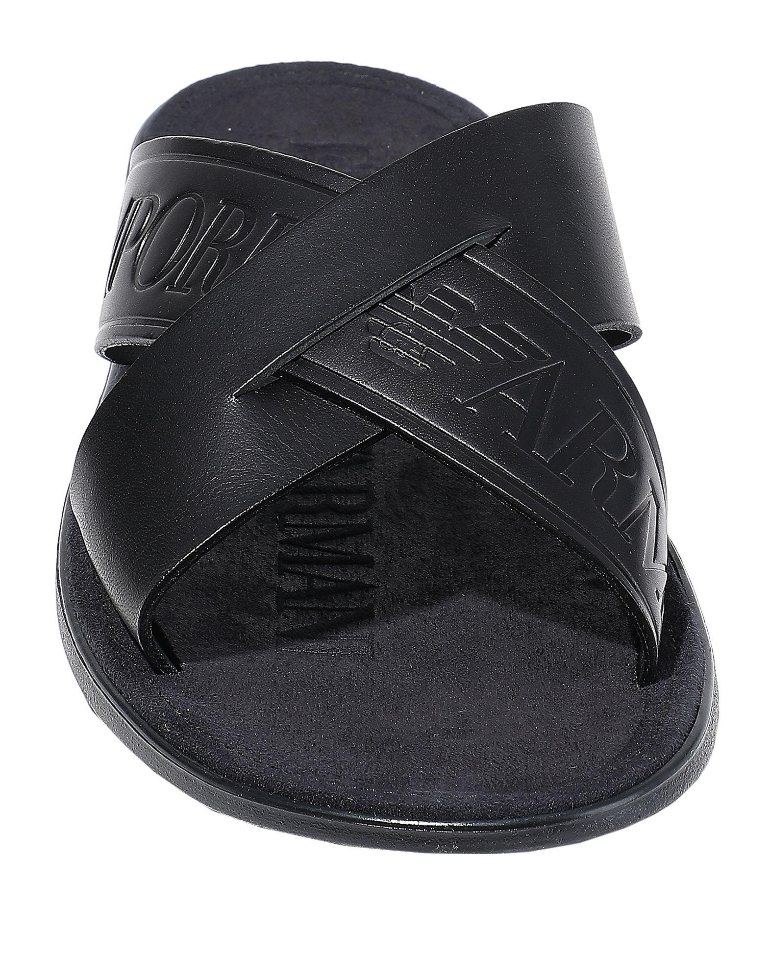 Emporio Armani Leather Sandals in Black for Men - Lyst