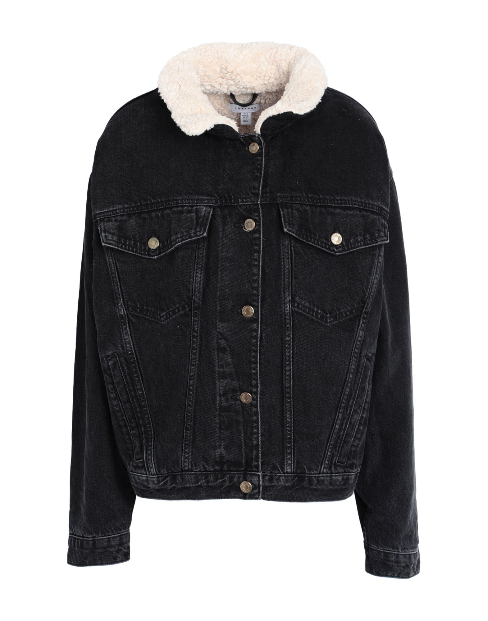 Topshop Jacket Black Borg Denim Jacket Topshop Oversized Black