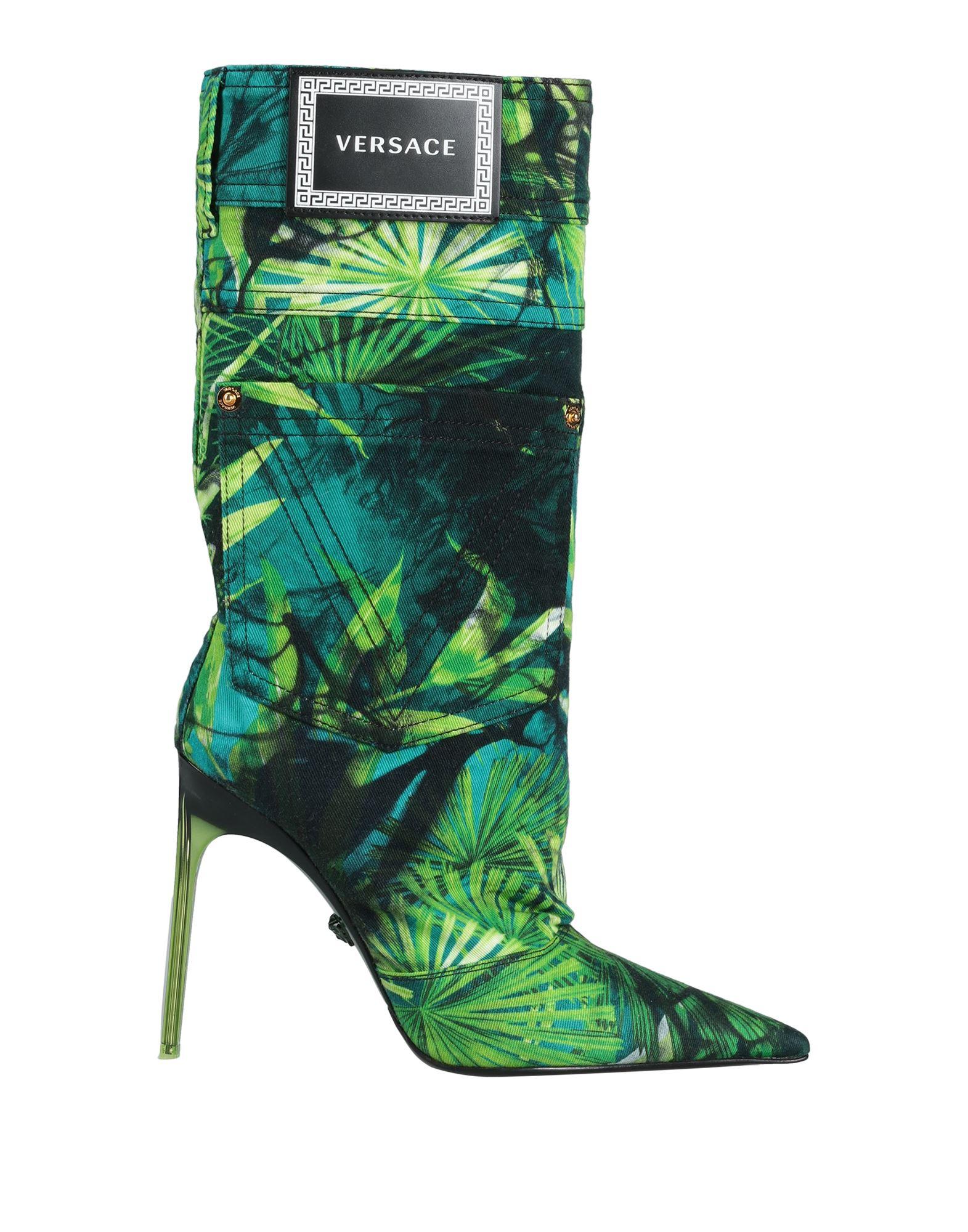Versace Knee Boots in Green | Lyst