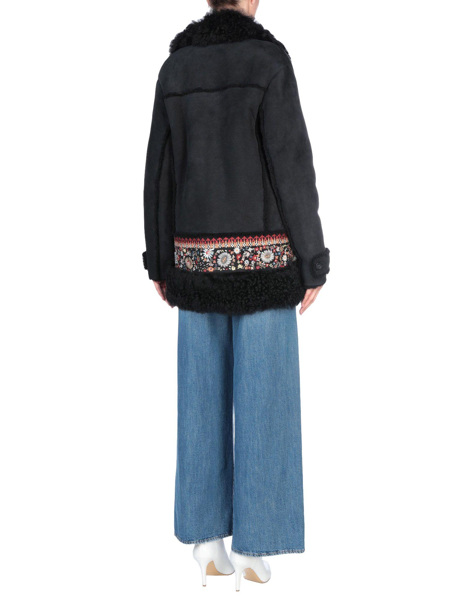 RED Valentino Coat Sheep Fur, Shearling in Black | Lyst