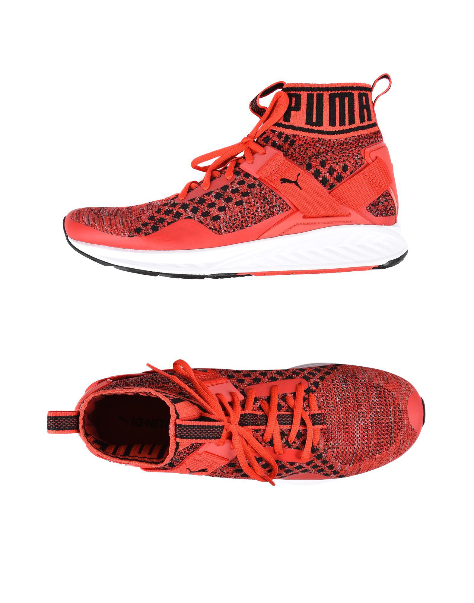 puma red high top sneakers