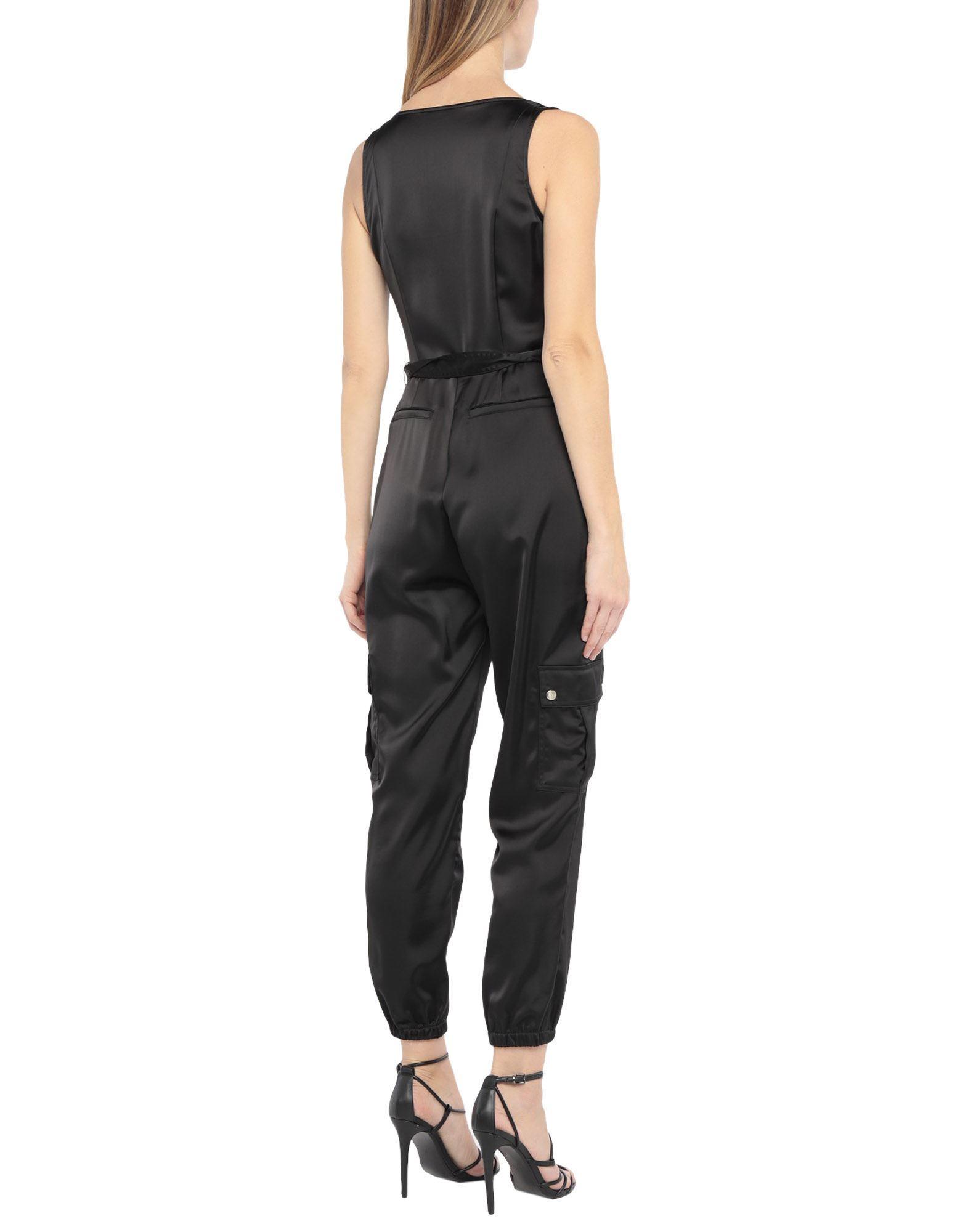 Guess Satin Jumpsuit in Black Lyst