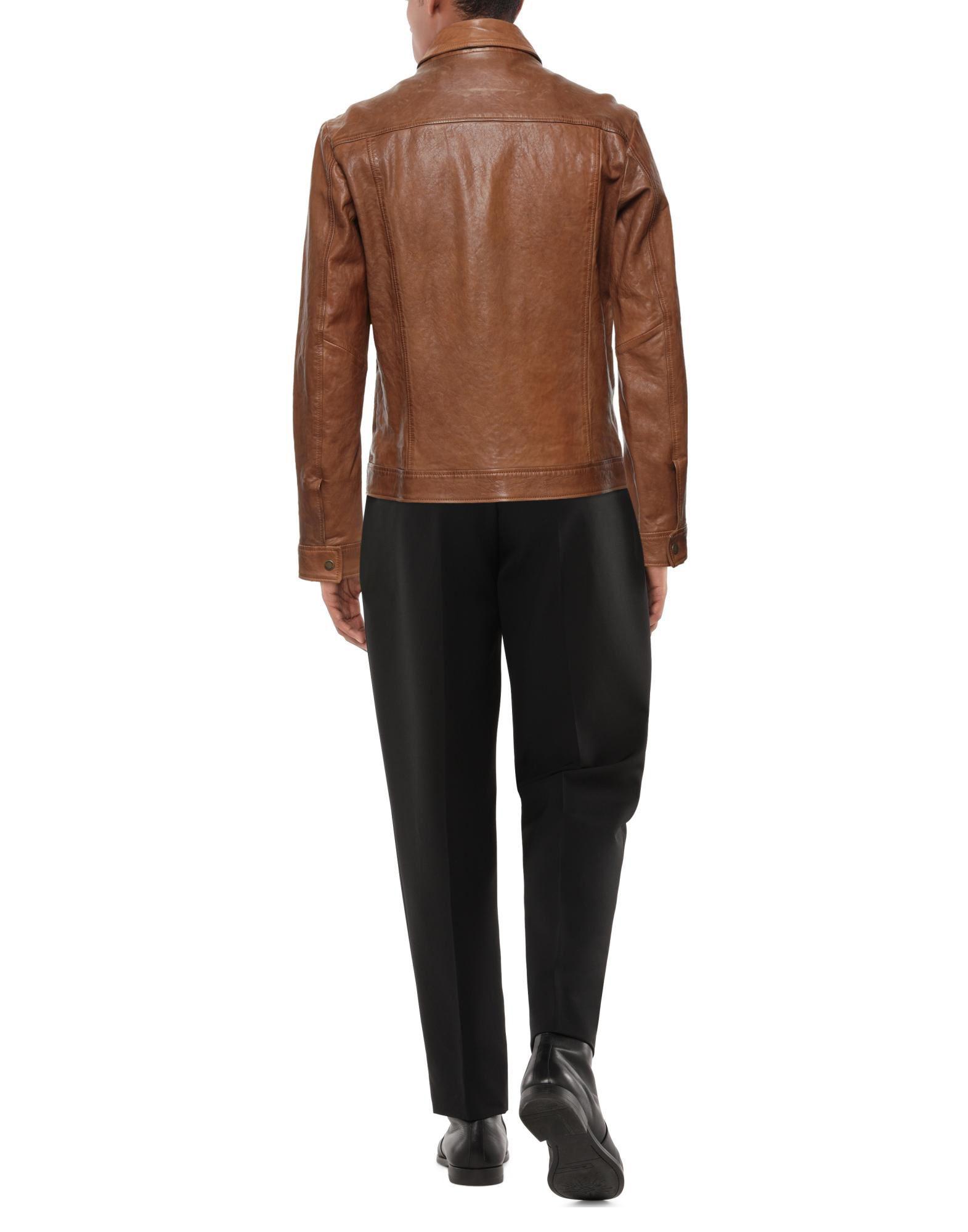 Bomboogie Leather Jacket in Tan (Natural) for Men | Lyst