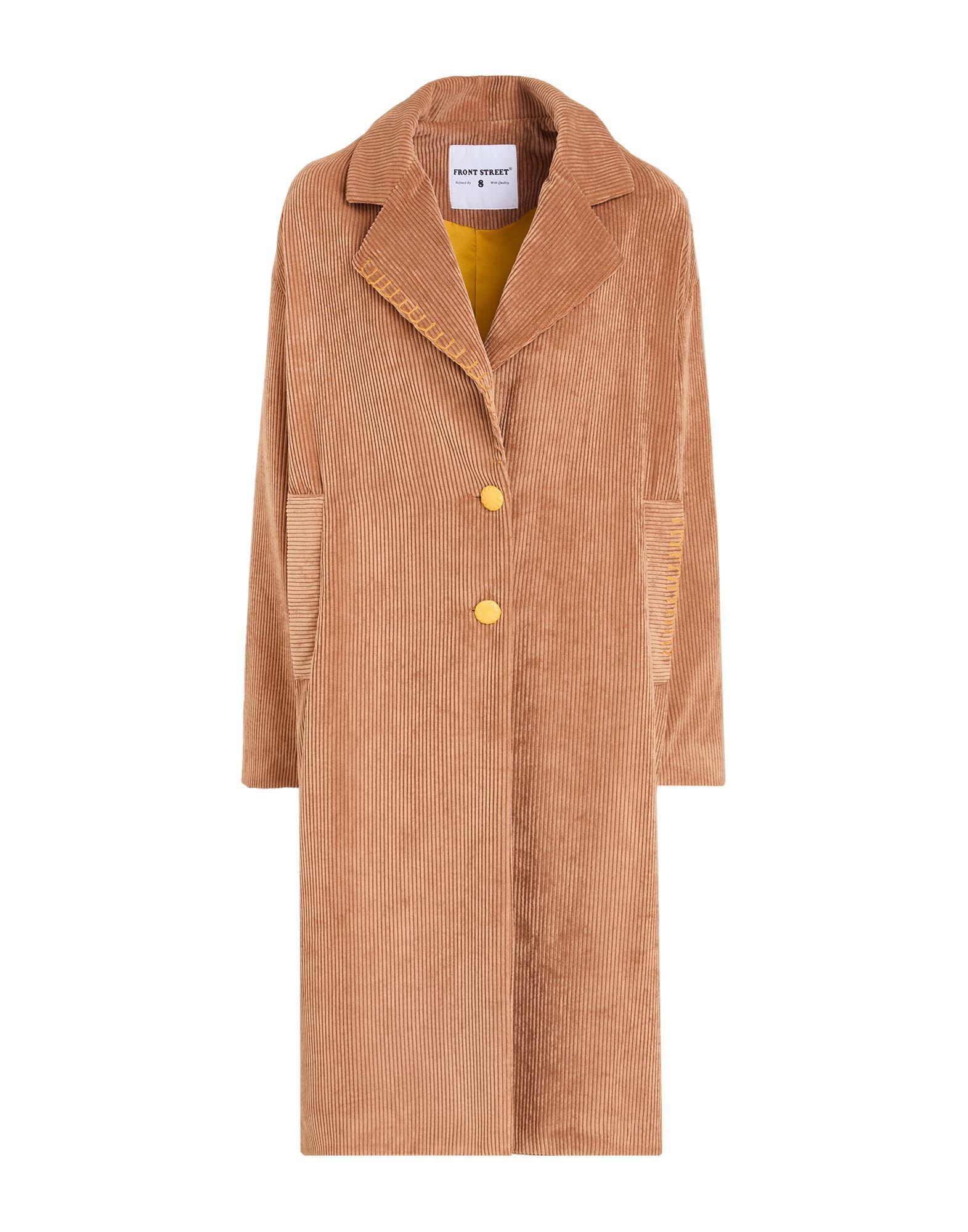 FRONT STREET Camel Coat Polyester, Polyamide, Elastane in Brown