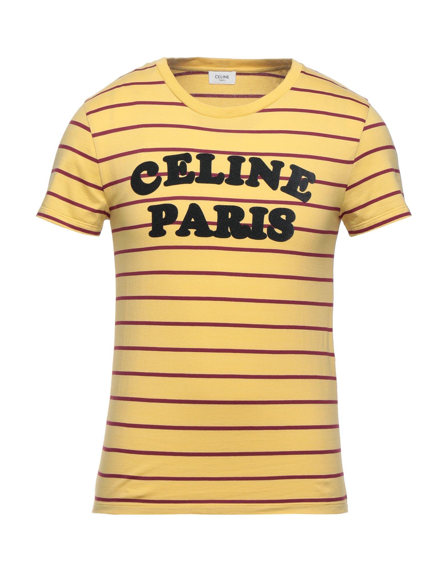 Celine Cotton T-shirt in Yellow for Men 