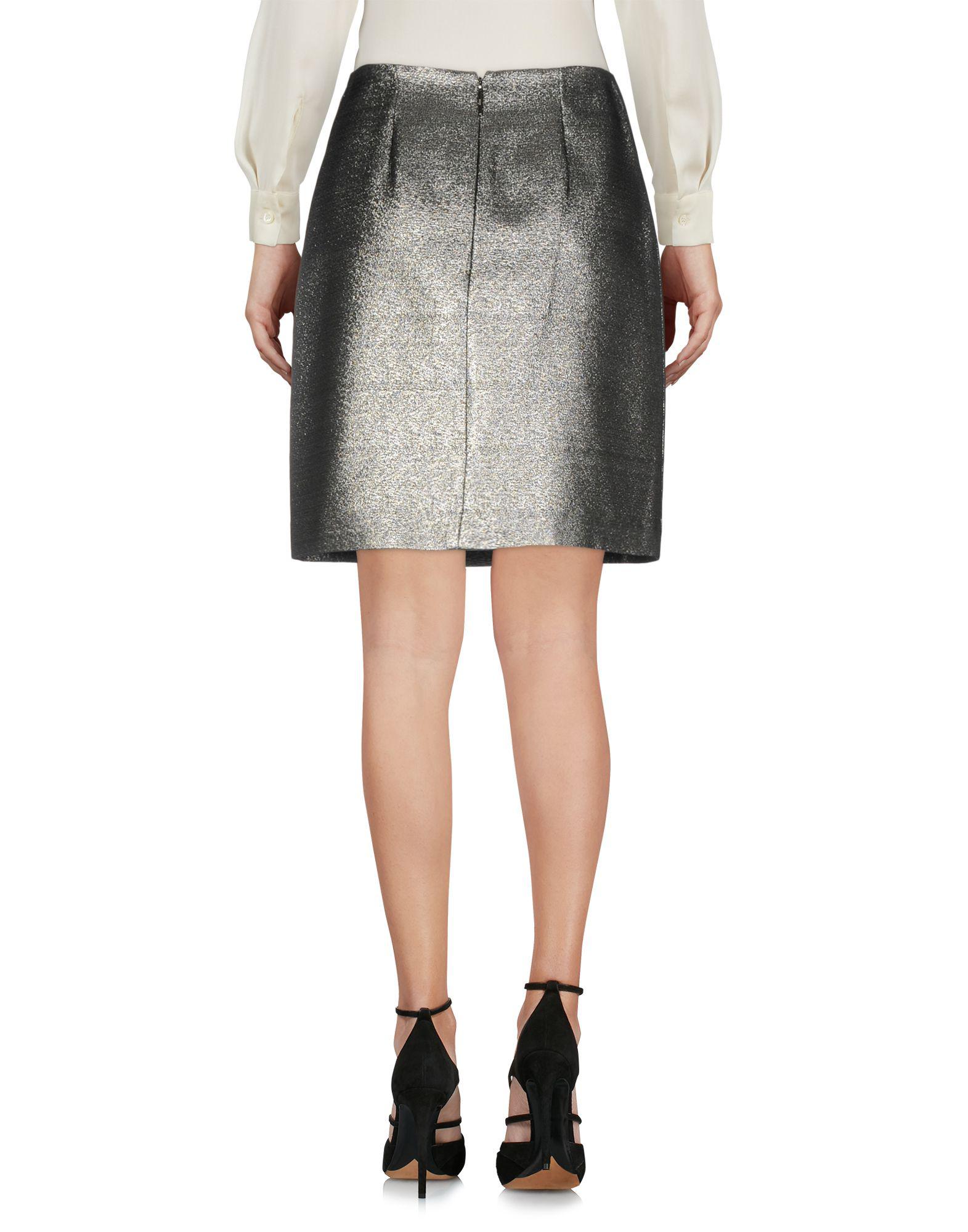MSGM Knee Length Skirt in Silver (Metallic) - Lyst