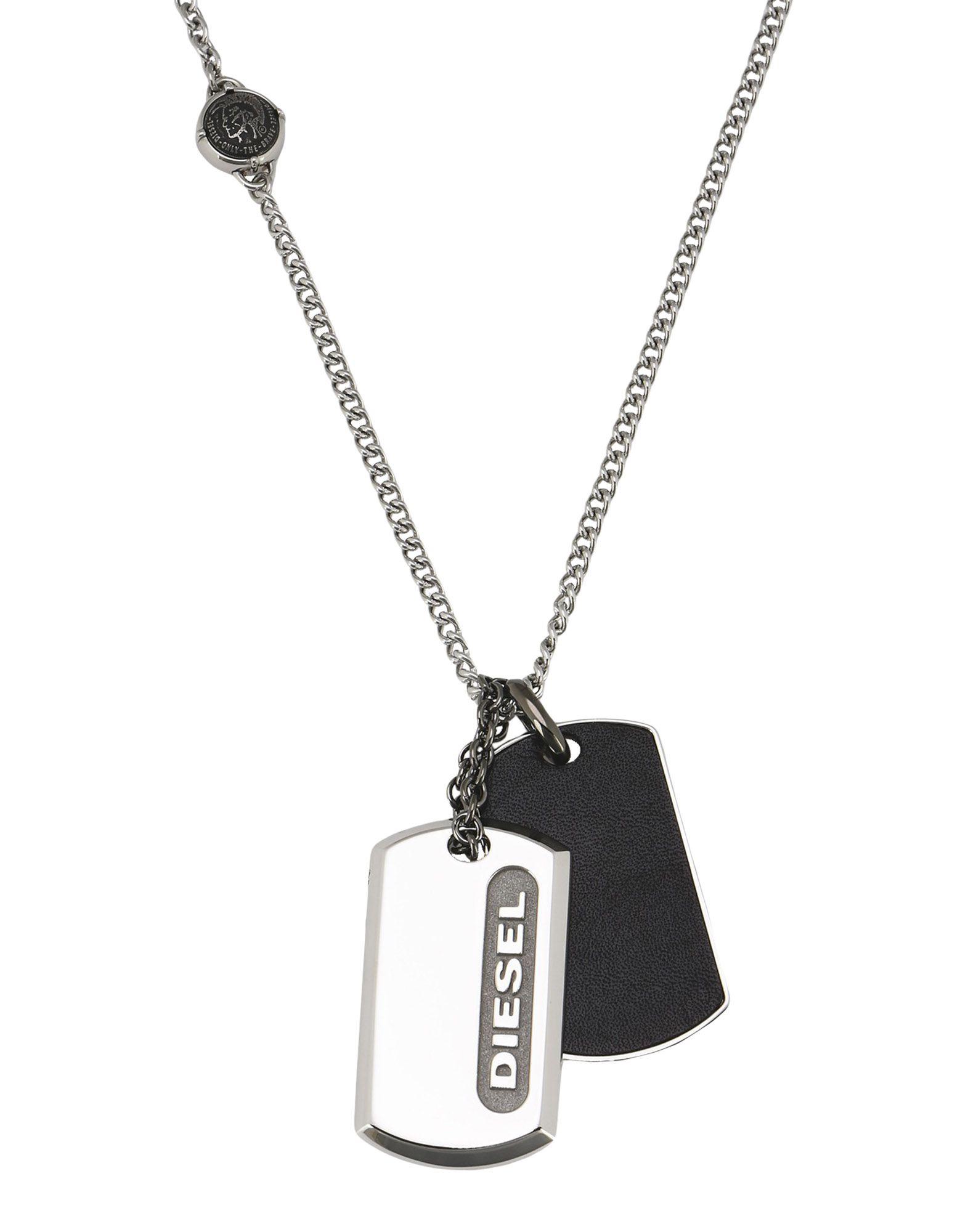 DIESEL Leather Necklace in Silver (Metallic) for Men - Lyst