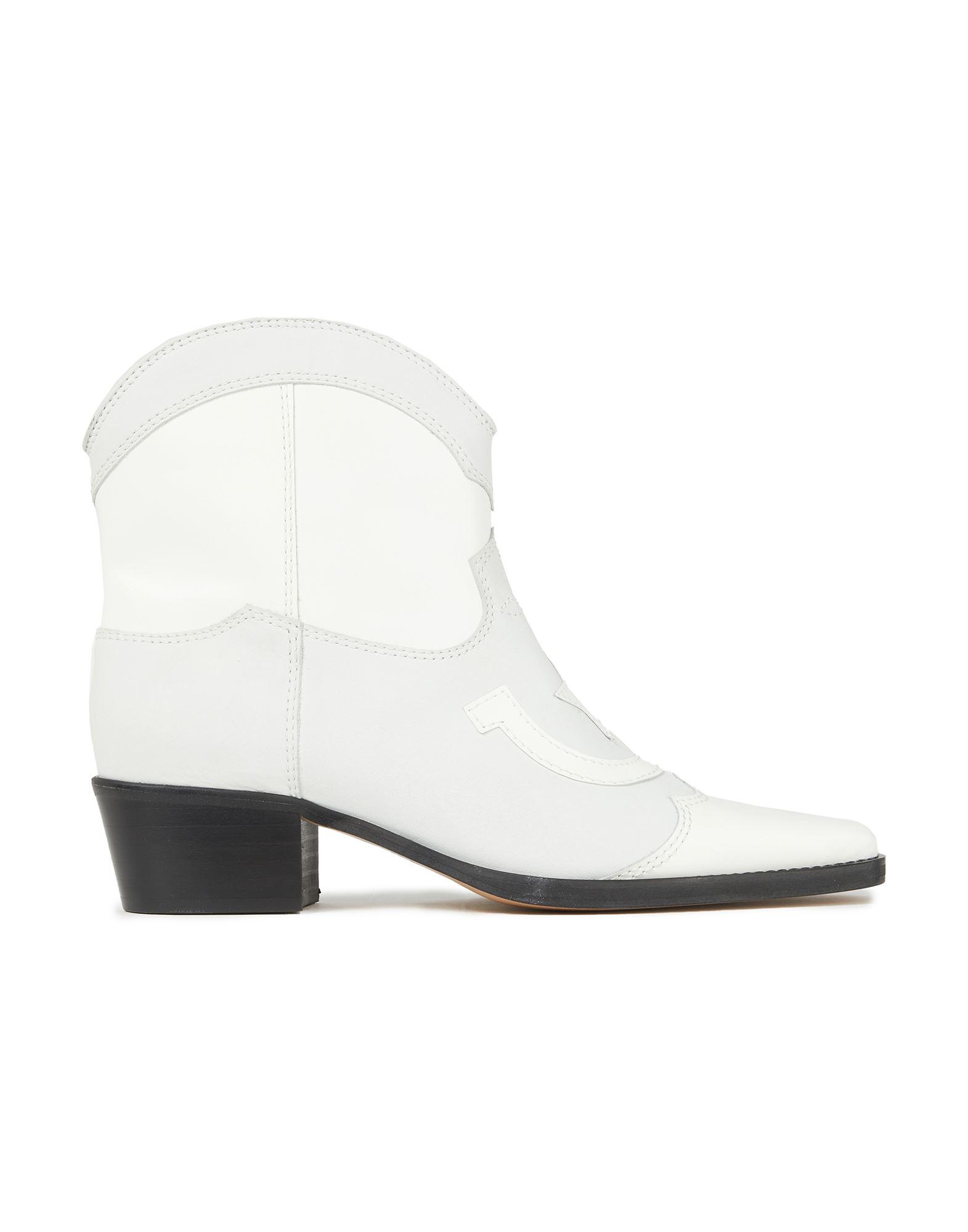 Ganni Leather Ankle Boots in White | Lyst