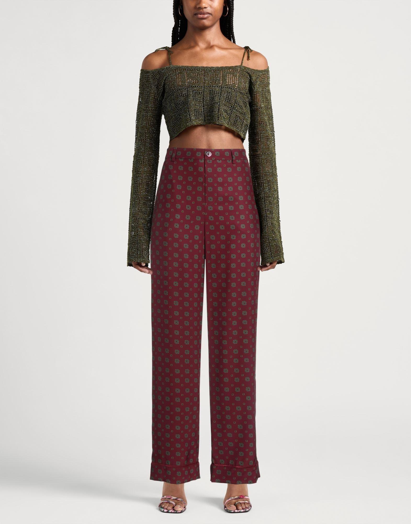 パンツ MOSCHINO Patterned pants Bordeaux A03065455 Moschino Patterned Trousers - Bordeaux - 31% Off | Editorialist