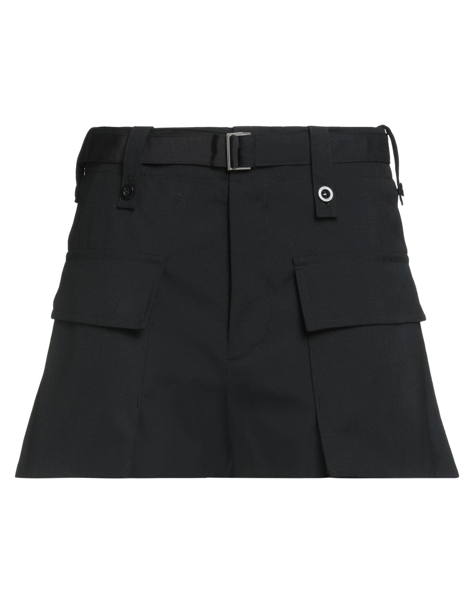 【関税込み】sacai WOOL INSERT SHORTS Chalk stripe wool-blend shorts in blue - Sacai | Mytheresa