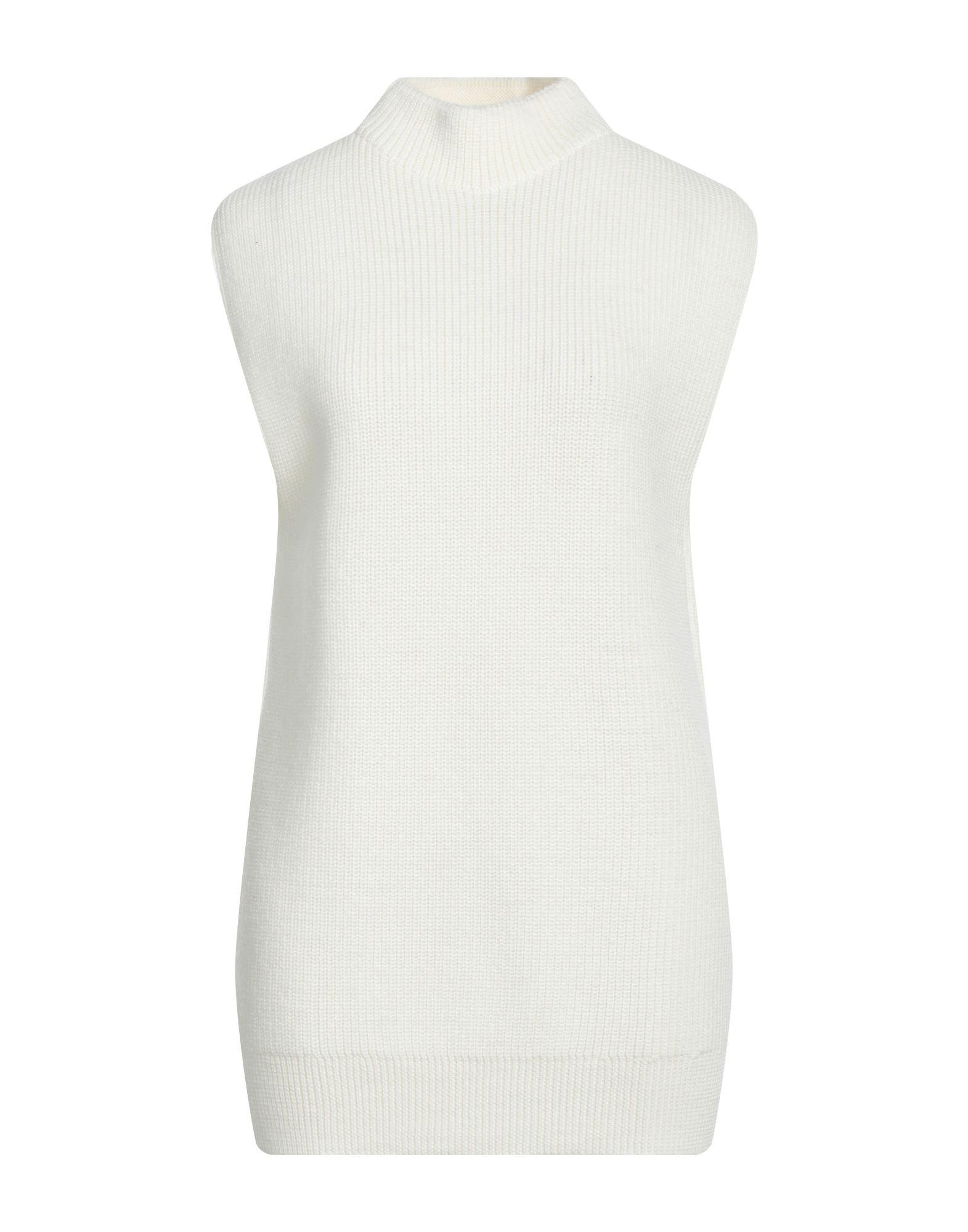 white cotton sleeveless turtleneck